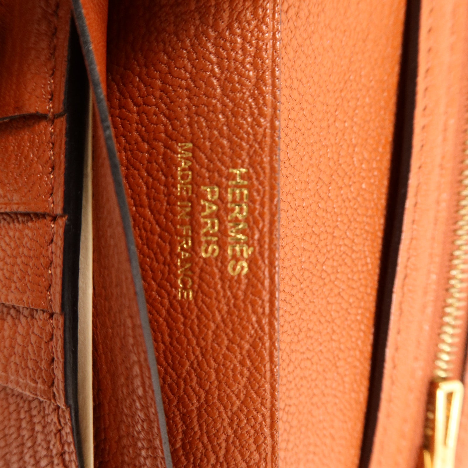 HERMES 【激減優惠】Chevre皮革Bearn Compact Wallet金扣錢包