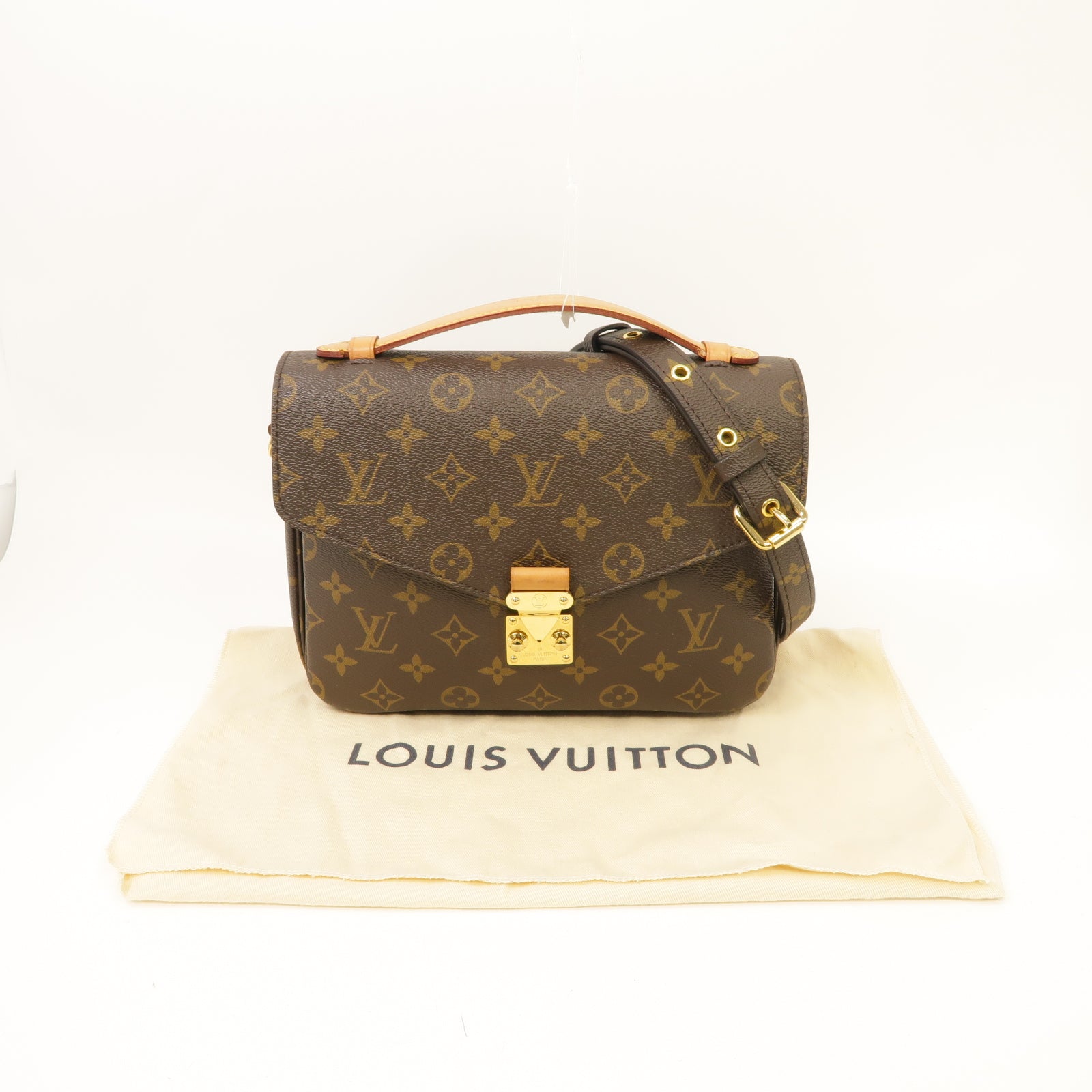 LOUIS VUITTON Monogram Pochette Metis金扣手挽肩背兩用袋棕色