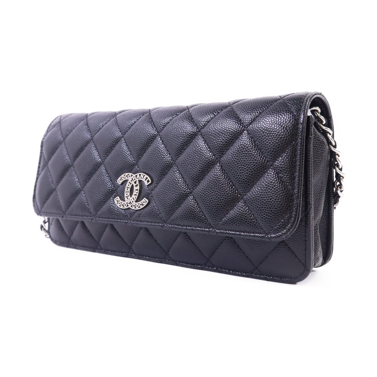 CHANEL 【激減優惠】牛皮皮革Flap Phone Bag銀扣鏈帶肩背袋