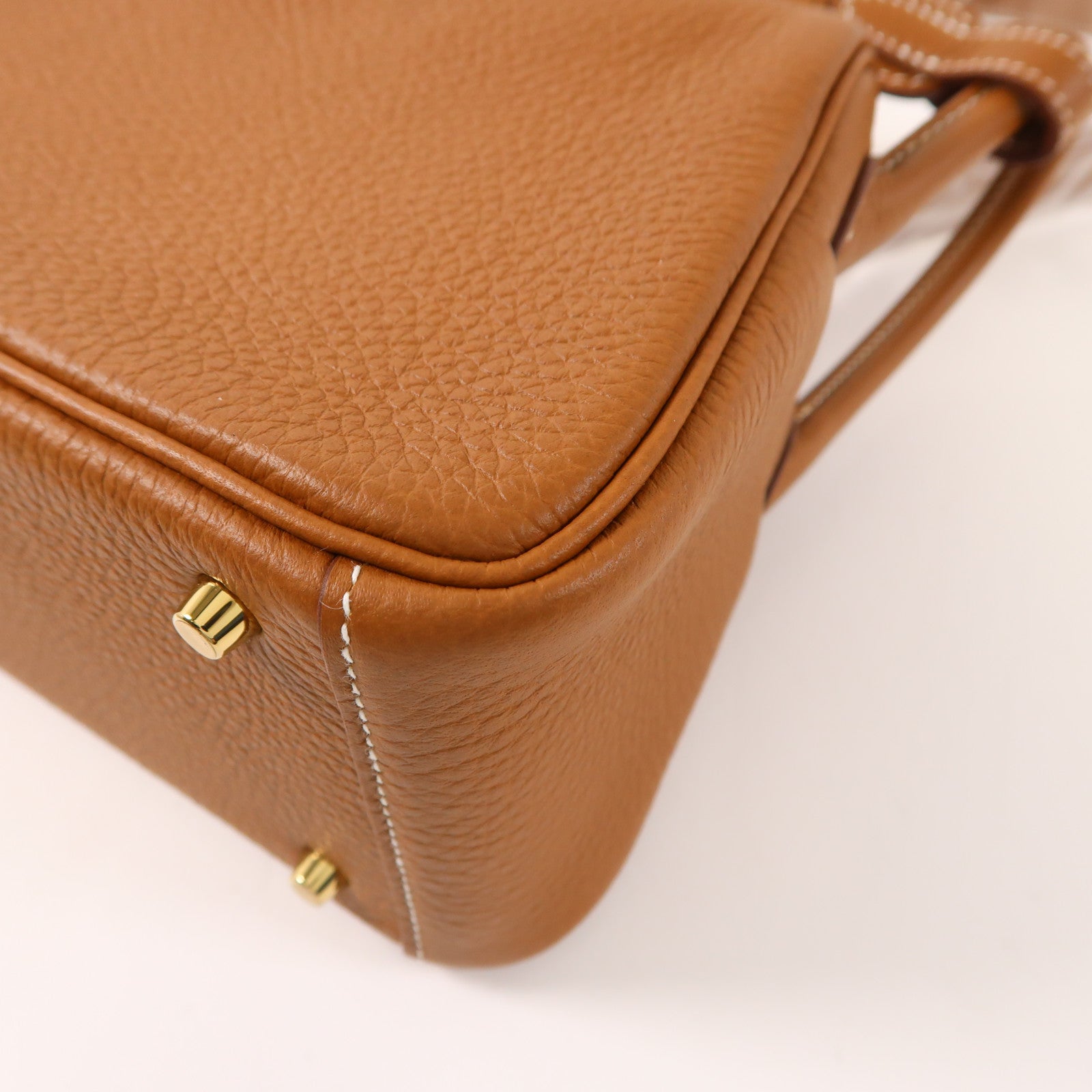 HERMES Clemence皮革Mini Lindy金扣手挽肩背兩用袋Gold