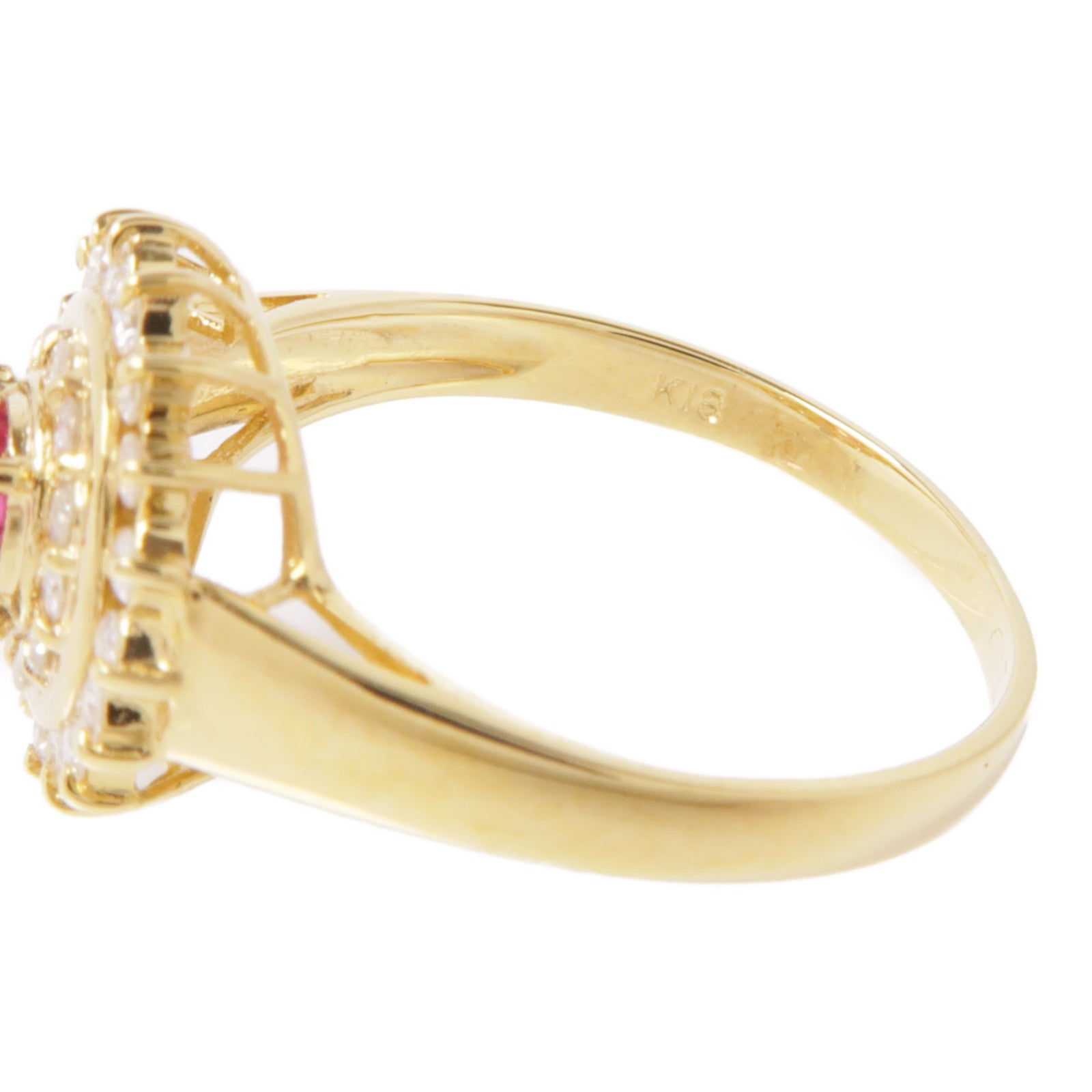 JEWELRY 18K黃金Pink Sapphire/Diamond Ring粉紅色藍寶石/鑽石戒指US#4.75