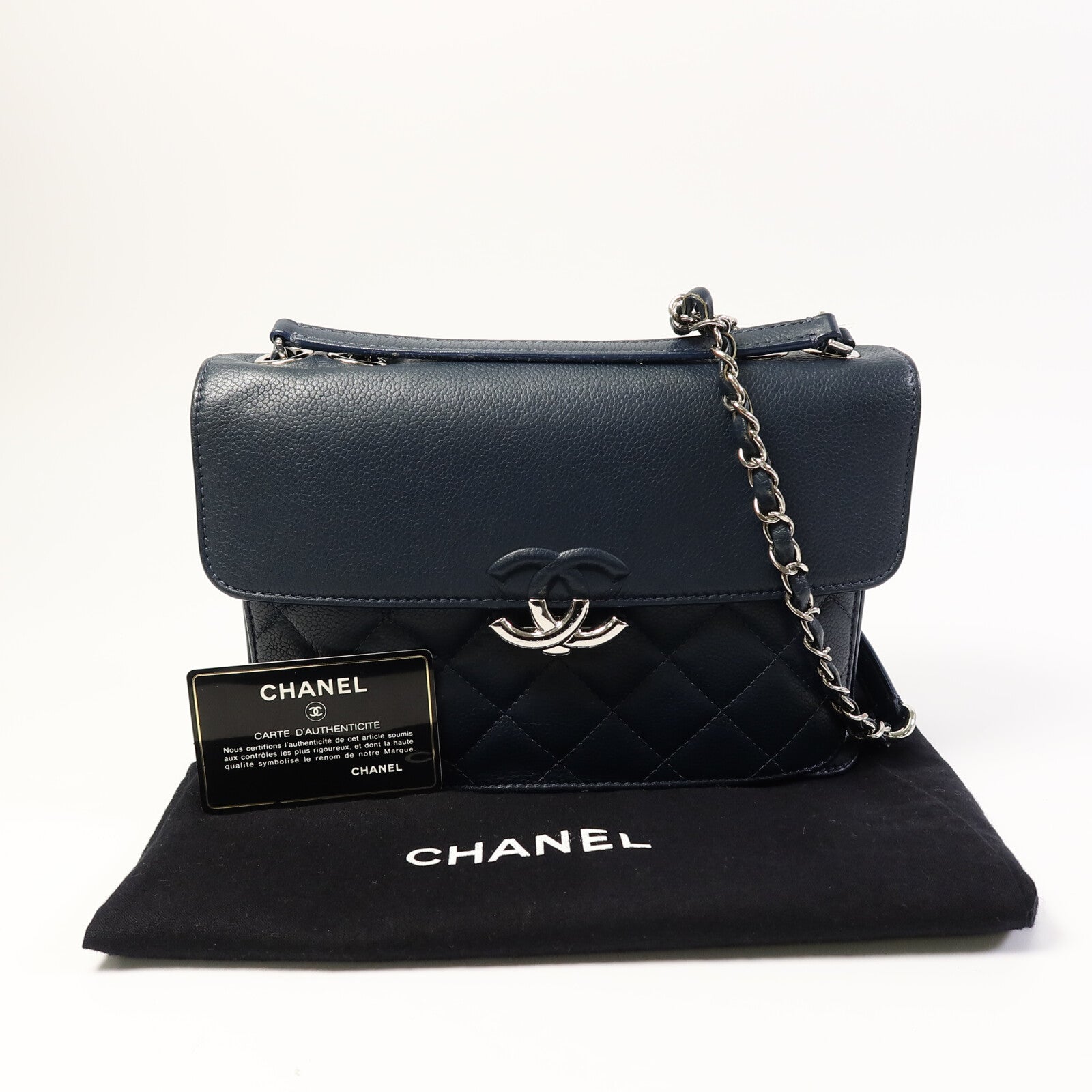 CHANEL 牛皮皮革Chain Shoulder鏈帶手挽肩背兩用袋