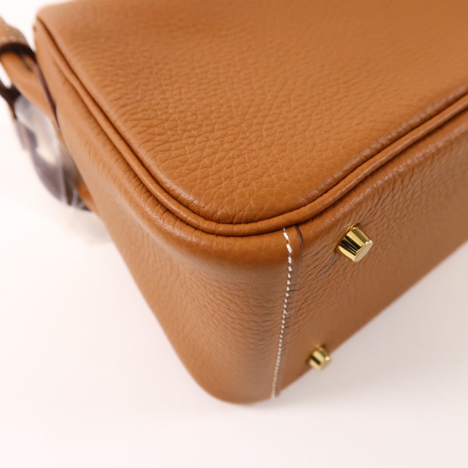HERMES Clemence皮革Mini Lindy金扣手挽肩背兩用袋Gold