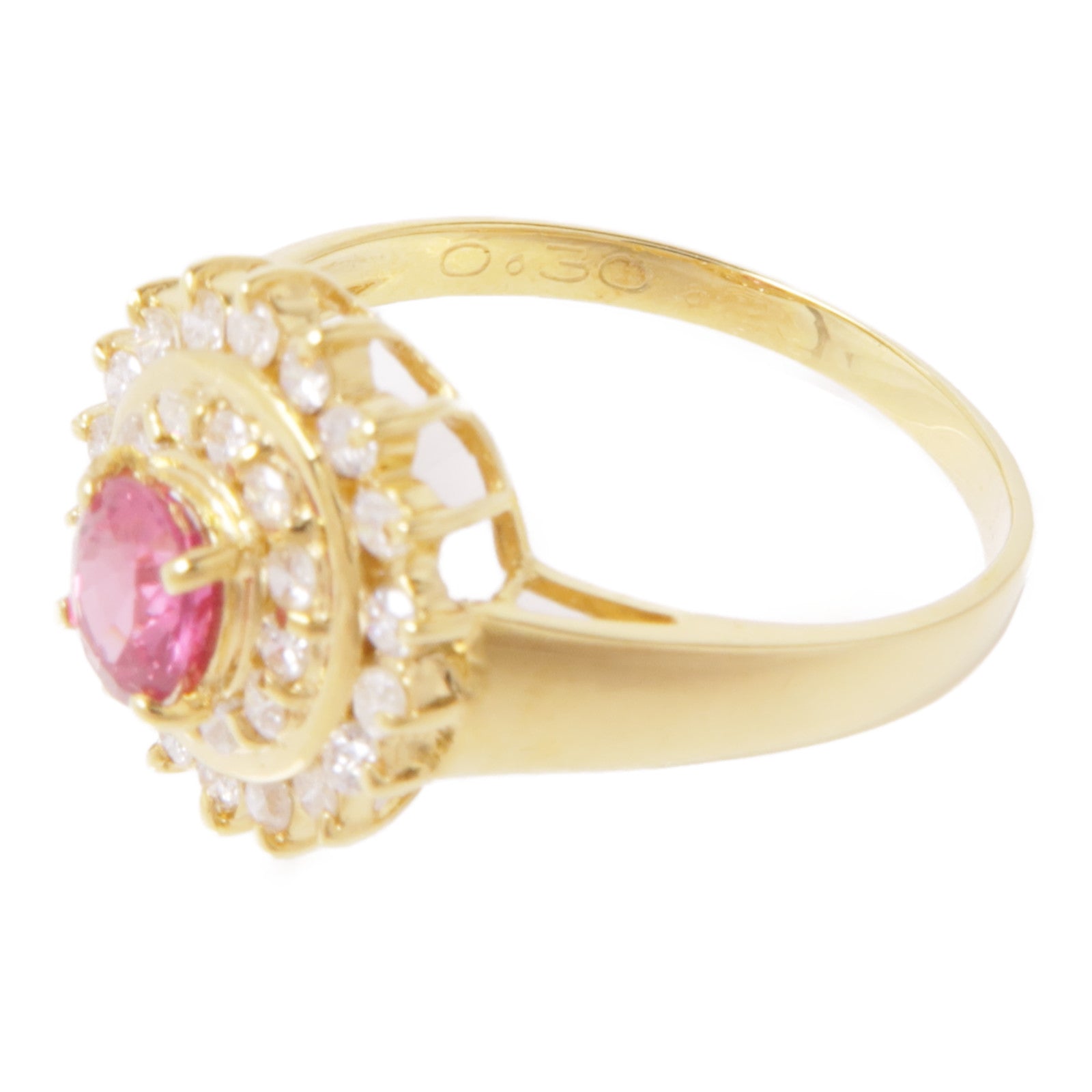 JEWELRY Pink Sapphire Diamond Ring 18K Yellow Gold US#4.75