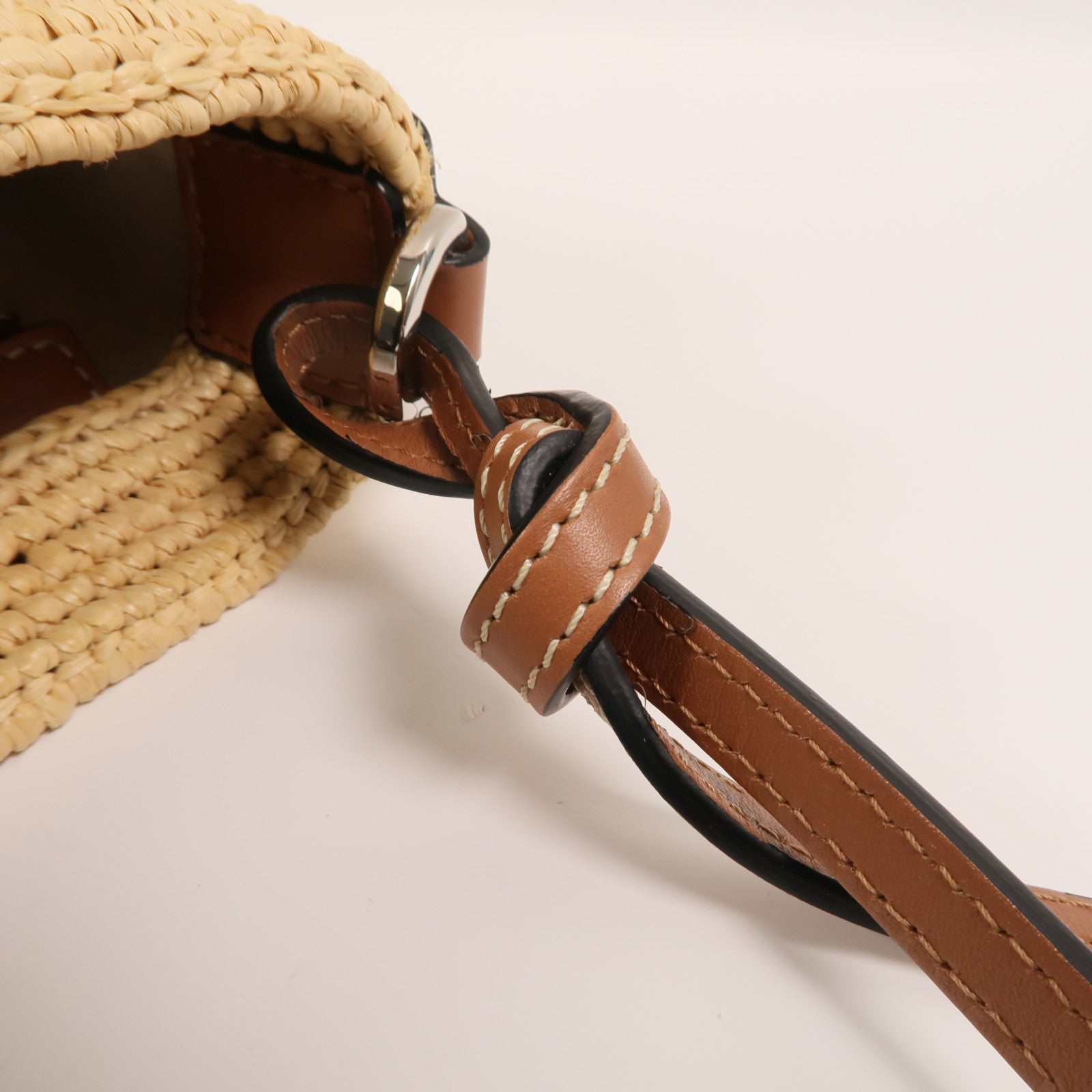 LOEWE Raffia/牛皮皮革Paula's Ibiza Ruffle Pochette肩背袋