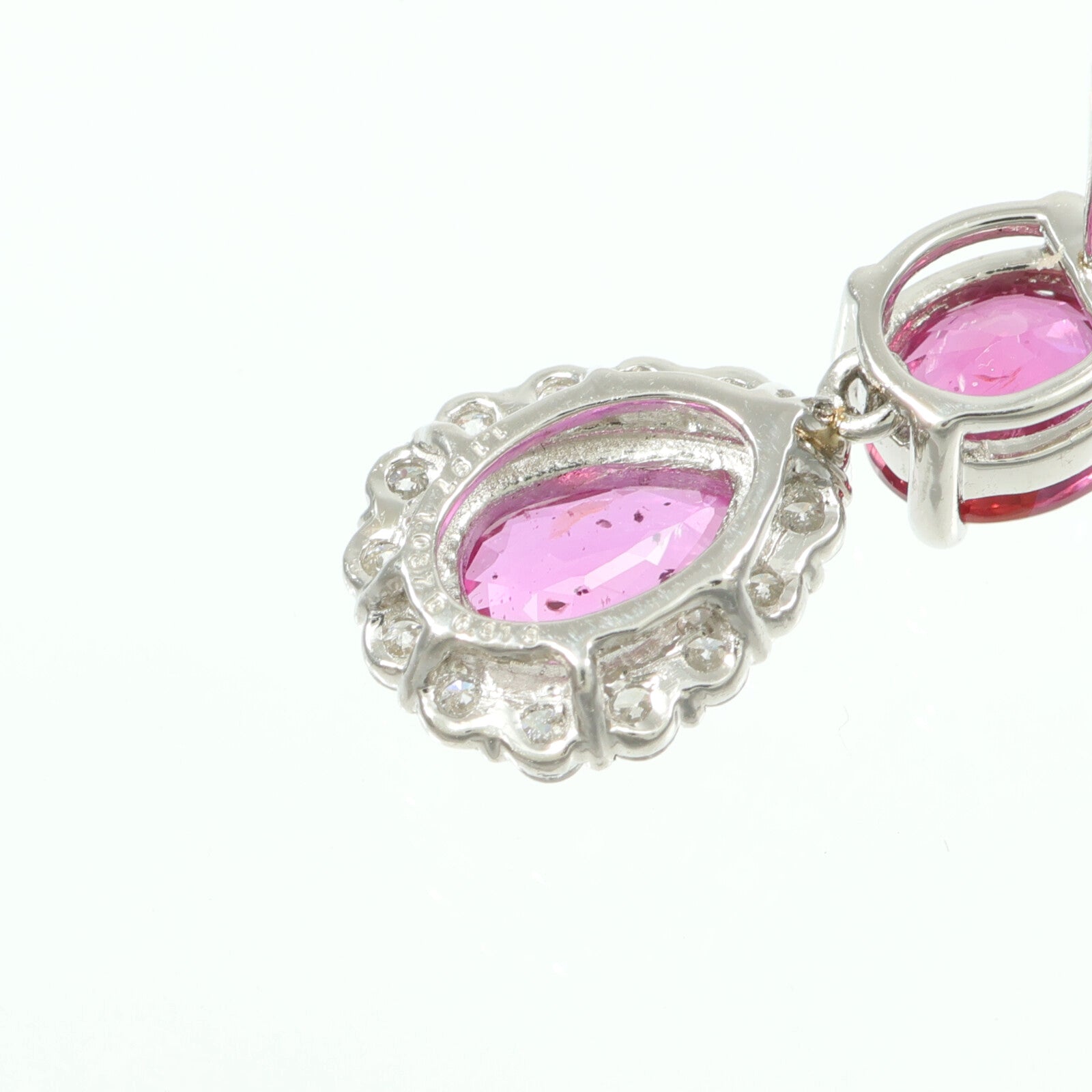 JEWELRY PT900鉑金Ruby Pink Sapphire Diamond Earrings紅寶石/粉紅藍寶石/鑽石耳環