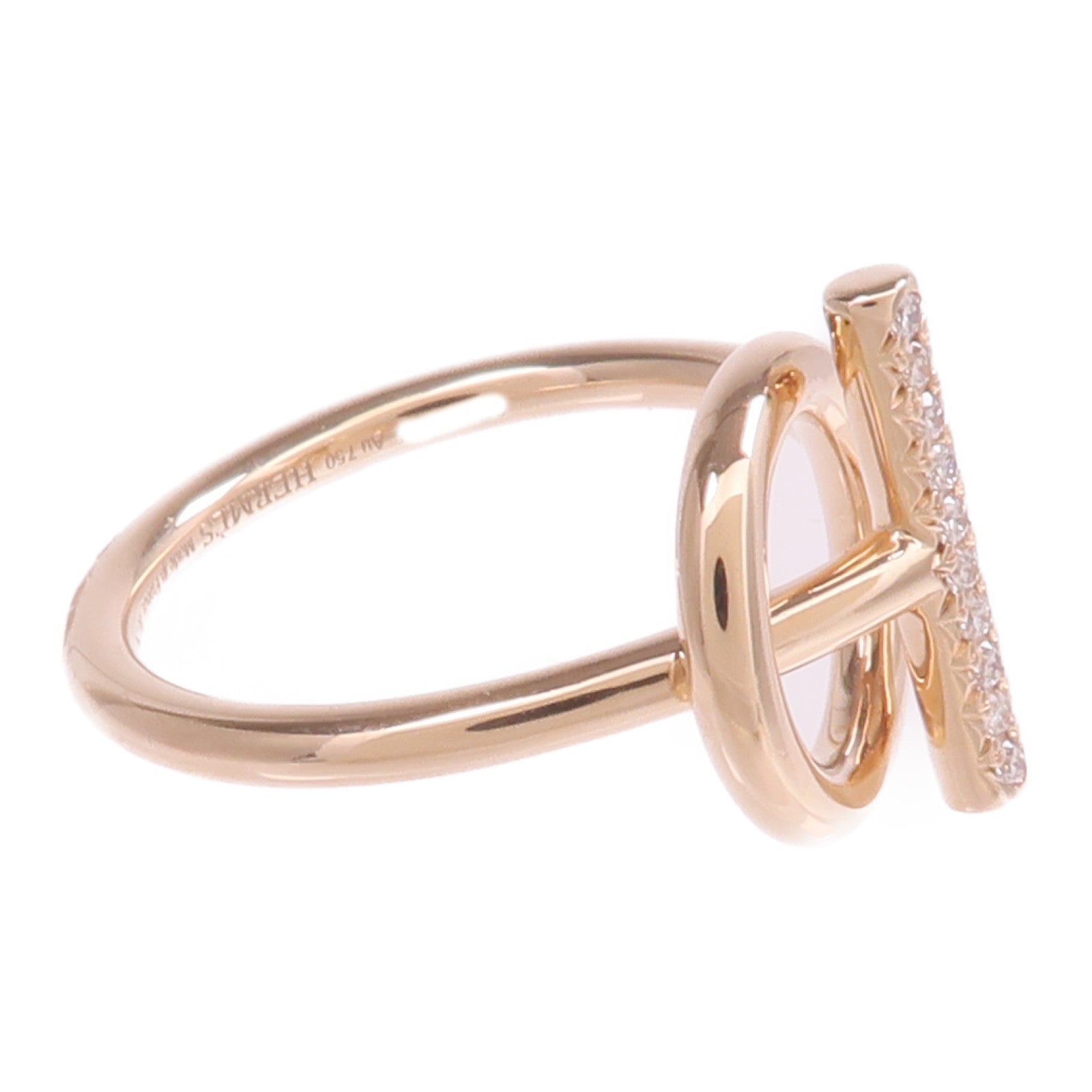 HERMES 18K玫瑰金Echappee Ring鑽石戒指Hermes#55/US#7.25
