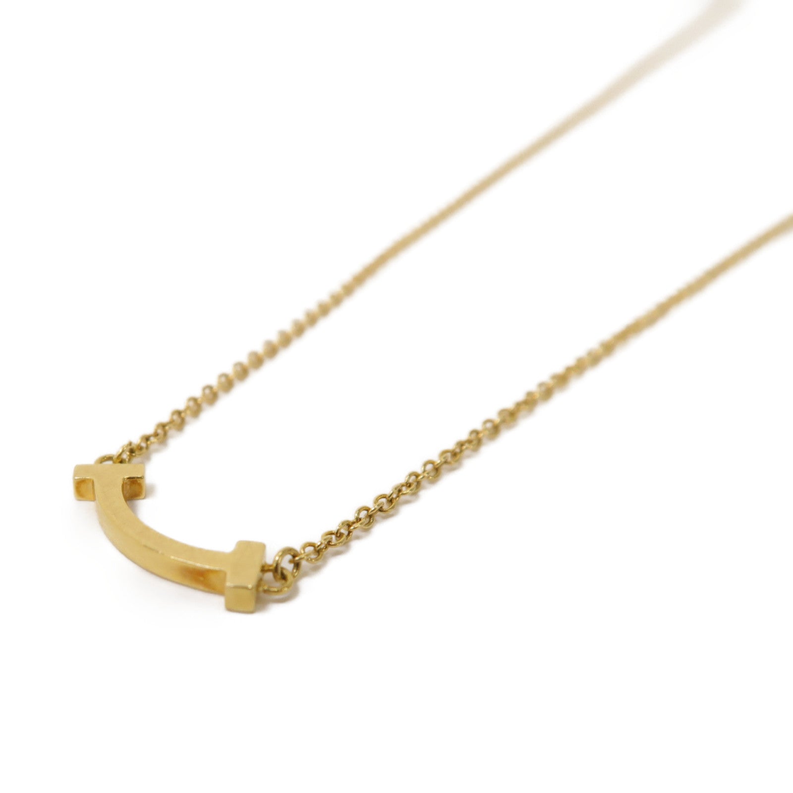 TIFFANY＆CO 18K黃金Mini T Smile Pendant Necklace金扣項鍊金色
