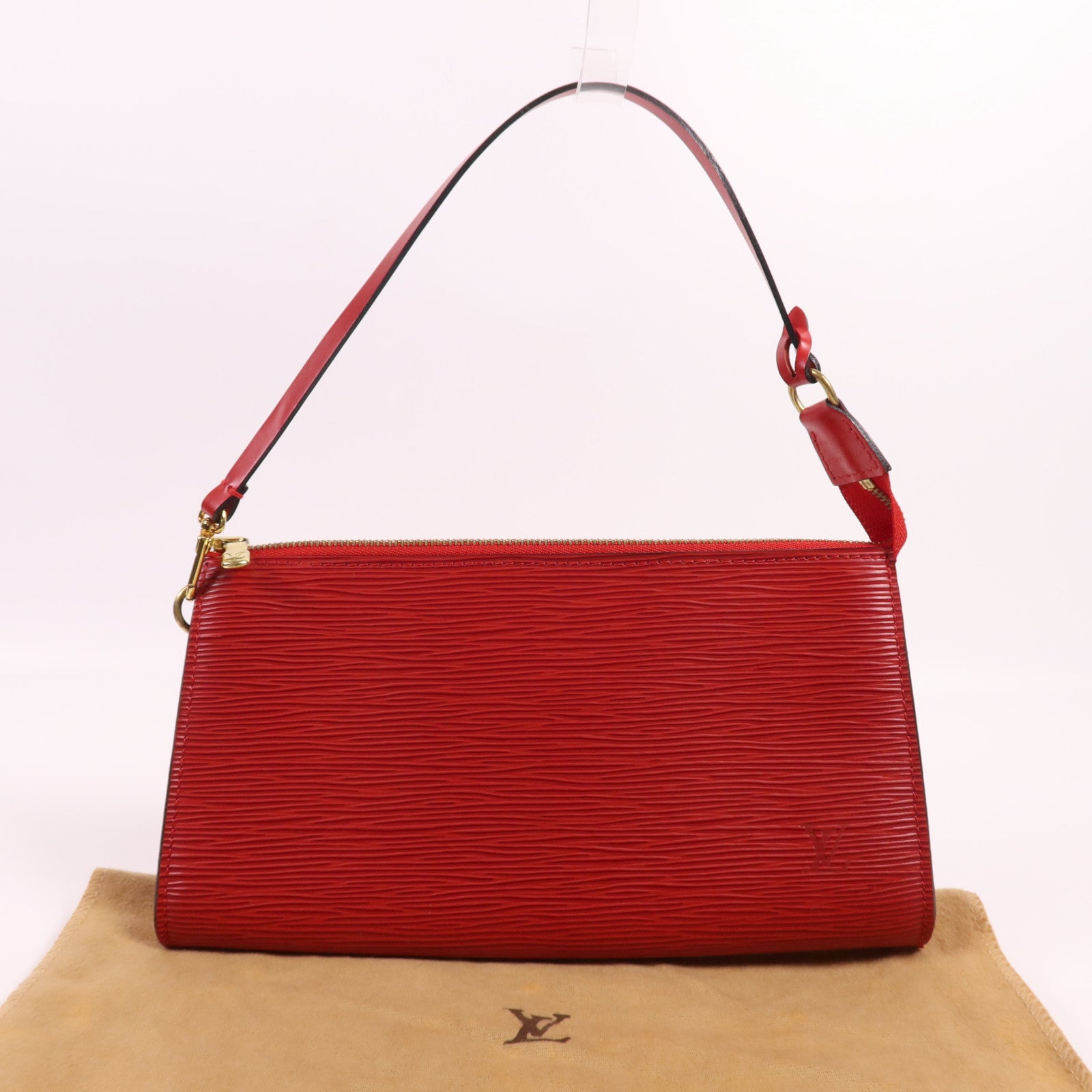 LOUIS VUITTON Epi Pochette Accessories金扣手挽袋