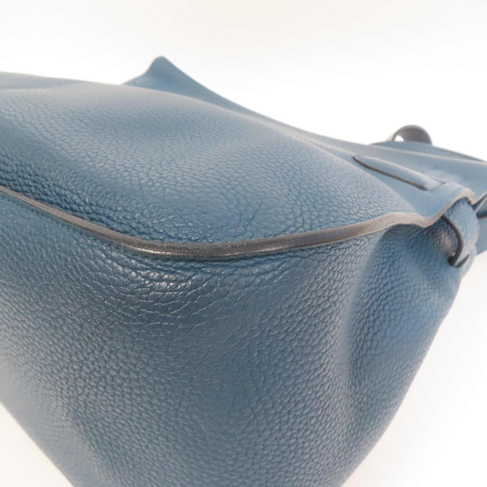 HERMES 【激減優惠】Clemence皮革Jypsiere 34銀扣肩背袋鴨子藍色
