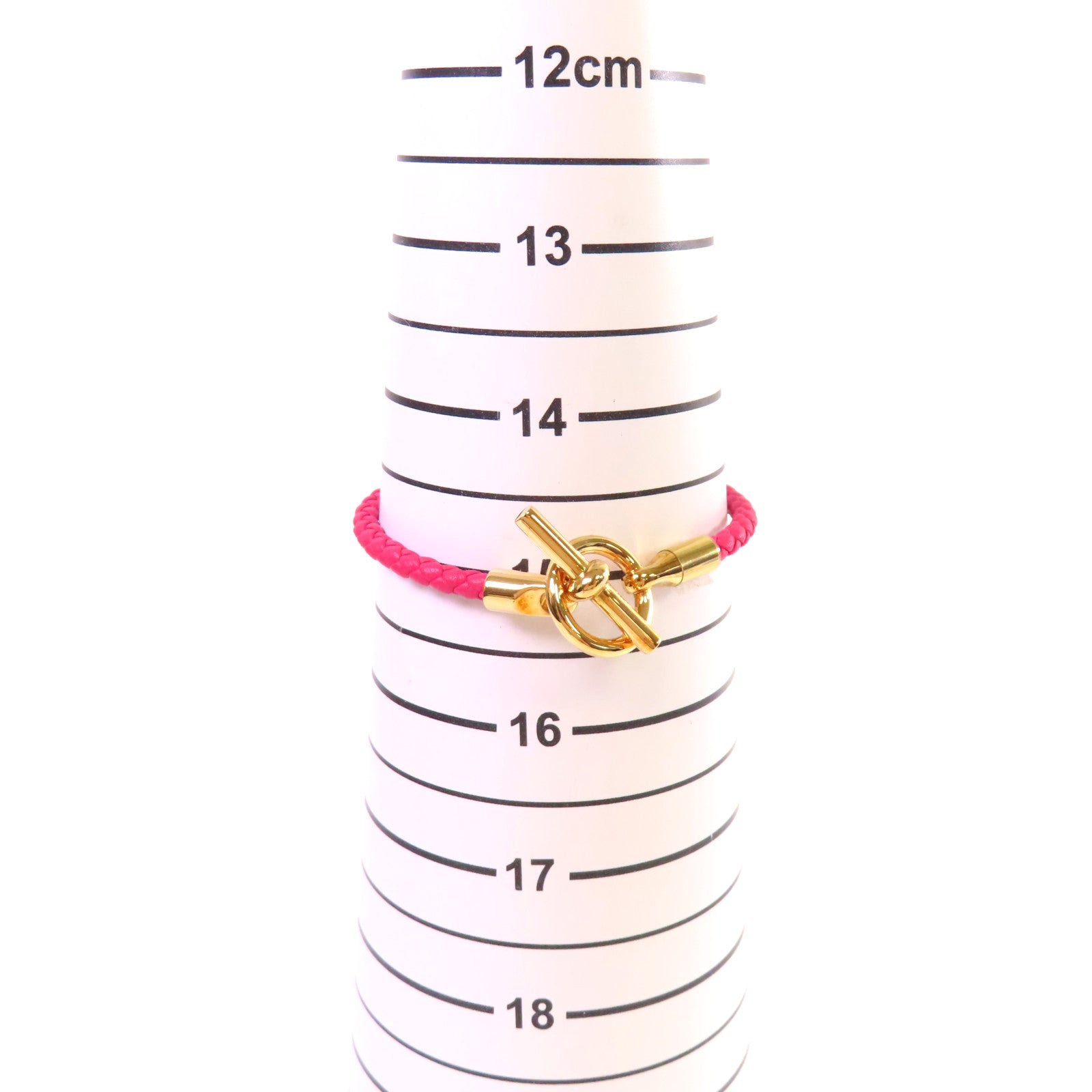 HERMES Swift皮革/金屬Glenan Bracelet金扣手鏈粉紅色