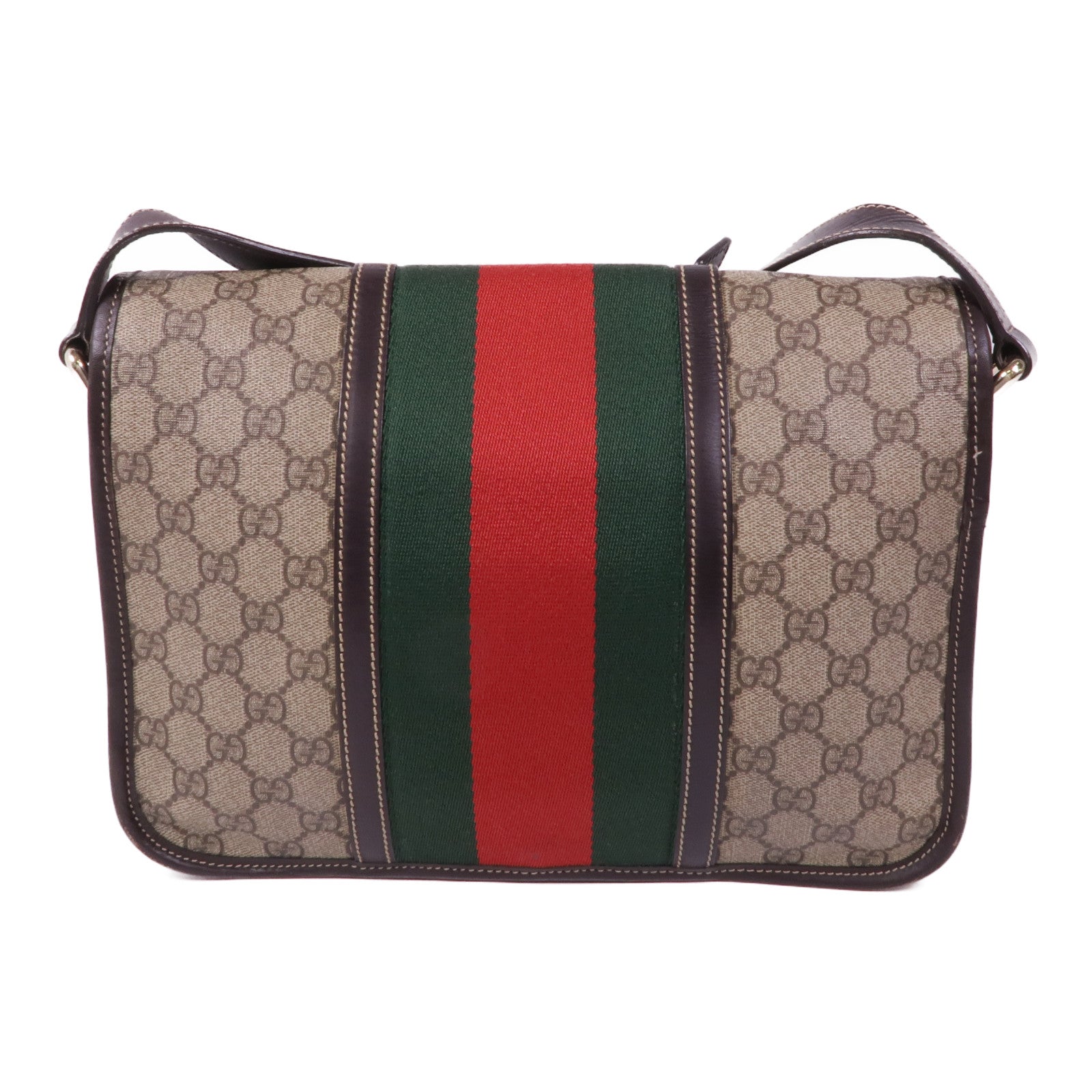 GUCCI 牛皮皮革/塗層帆布Shoulder Bag金扣肩背袋