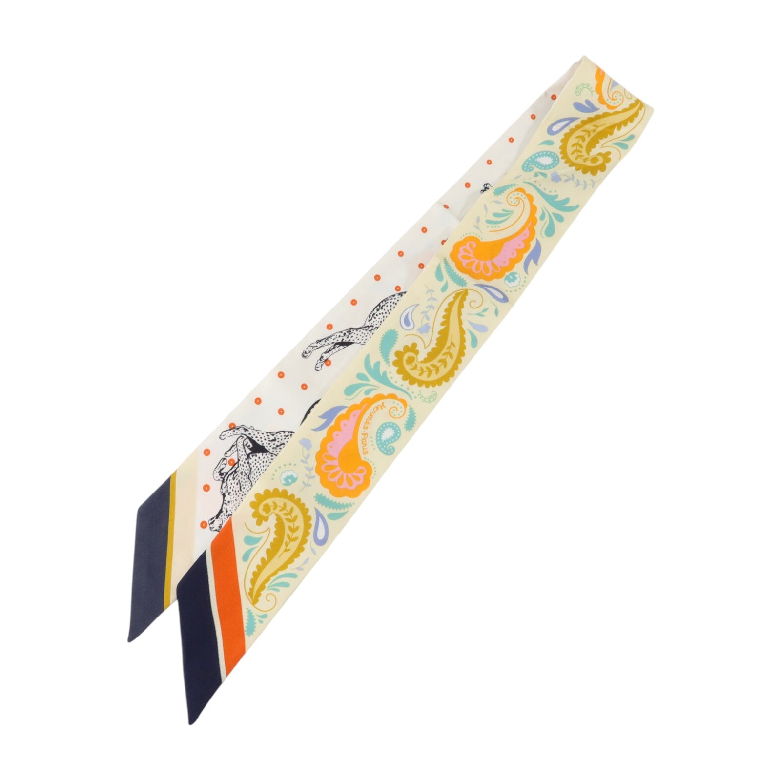 HERMES 絲質Guepards Bandana Twilly絲巾