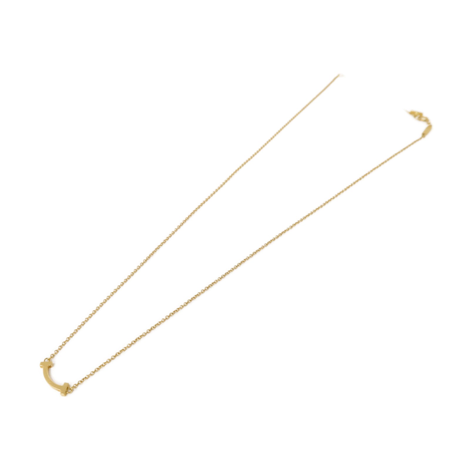 TIFFANY＆CO 18K黃金Mini T Smile Pendant Necklace金扣項鍊金色