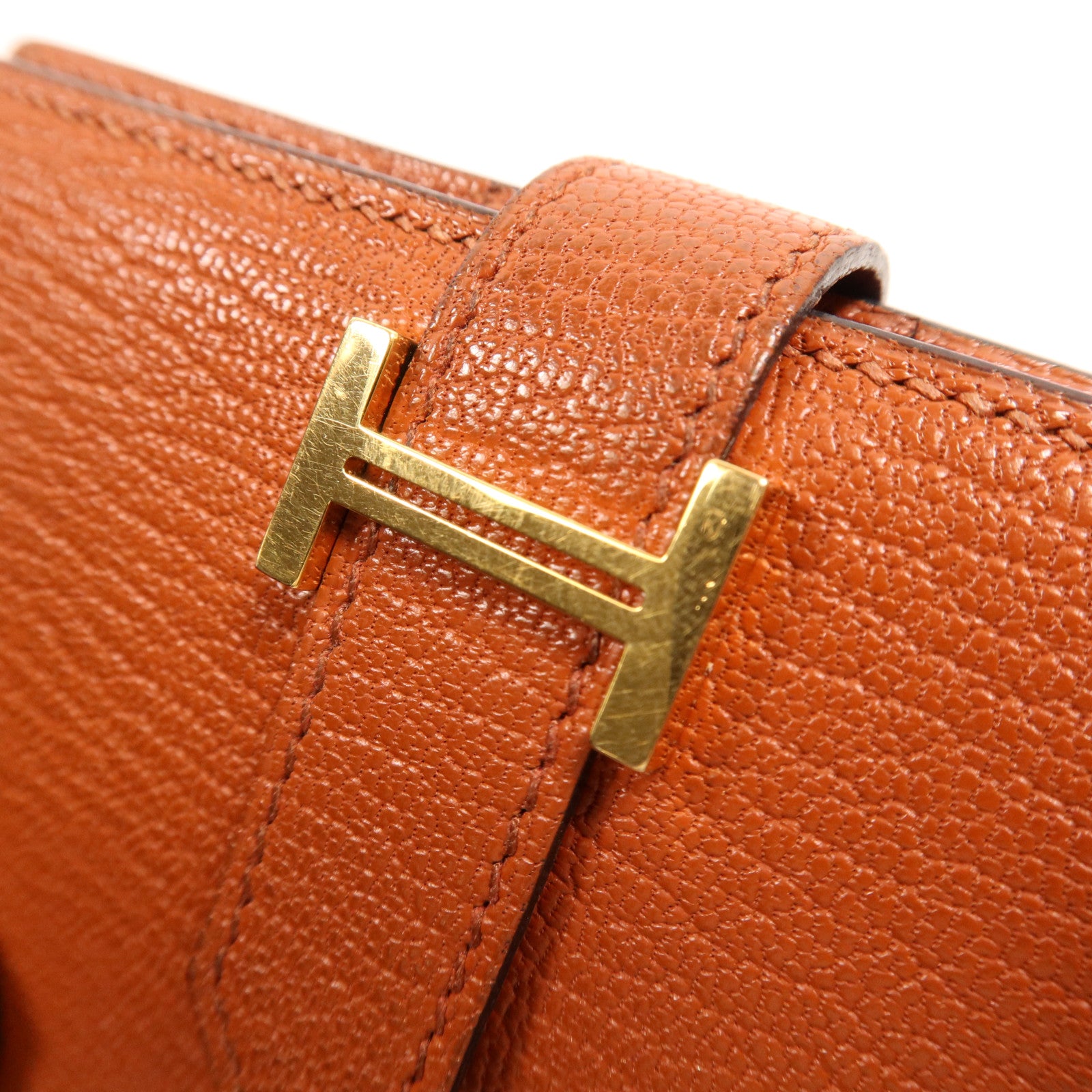 HERMES 【激減優惠】Chevre皮革Bearn Compact Wallet金扣錢包