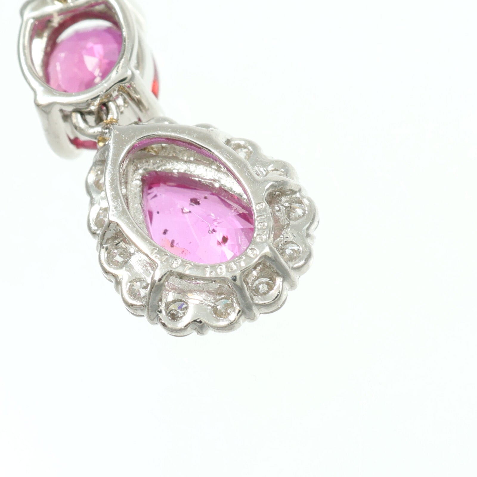 JEWELRY PT900鉑金Ruby Pink Sapphire Diamond Earrings紅寶石/粉紅藍寶石/鑽石耳環
