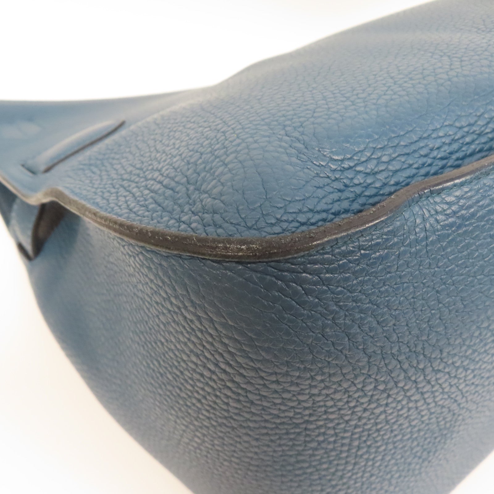 HERMES 【激減優惠】Clemence皮革Jypsiere 34銀扣肩背袋鴨子藍色