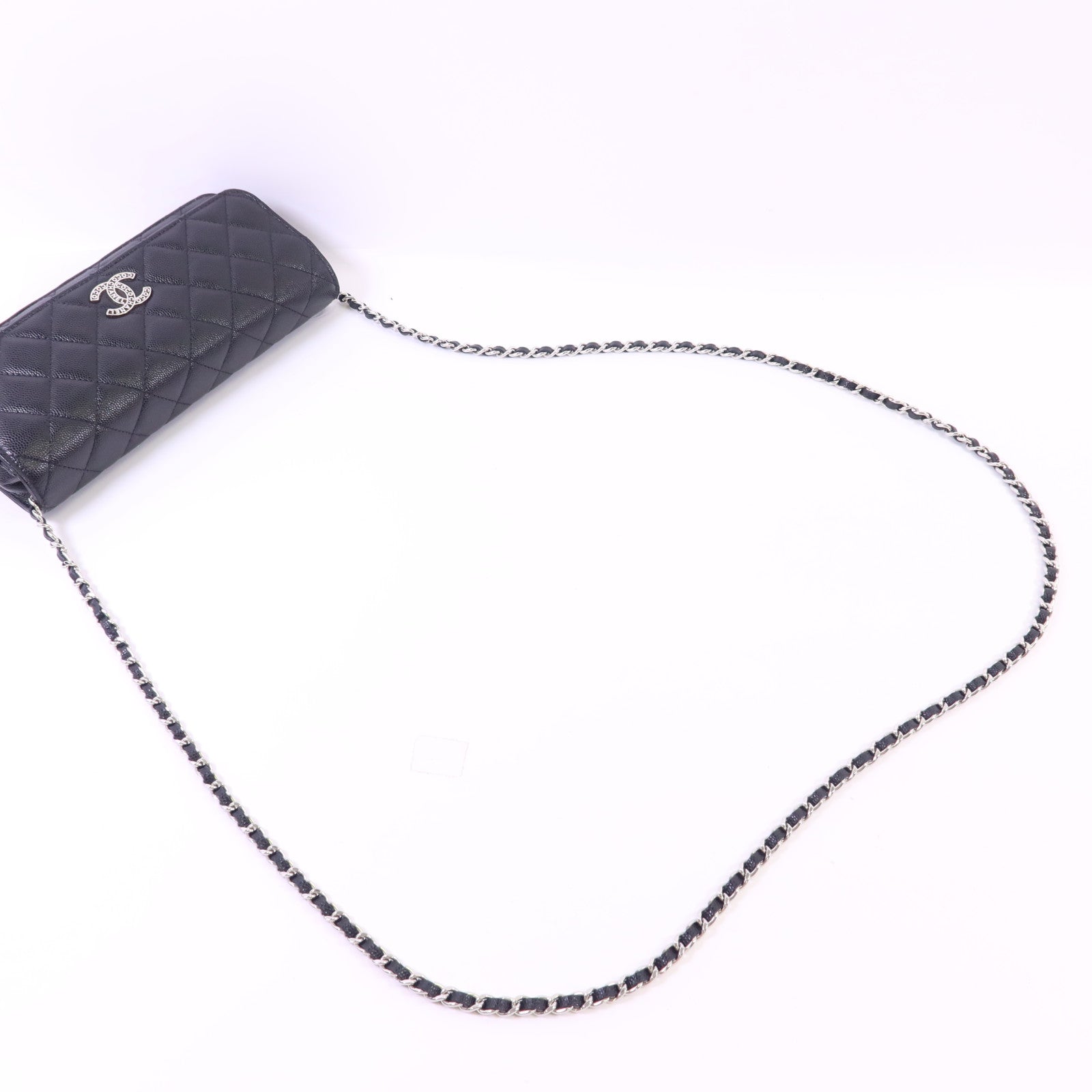 CHANEL 【激減優惠】牛皮皮革Flap Phone Bag銀扣鏈帶肩背袋
