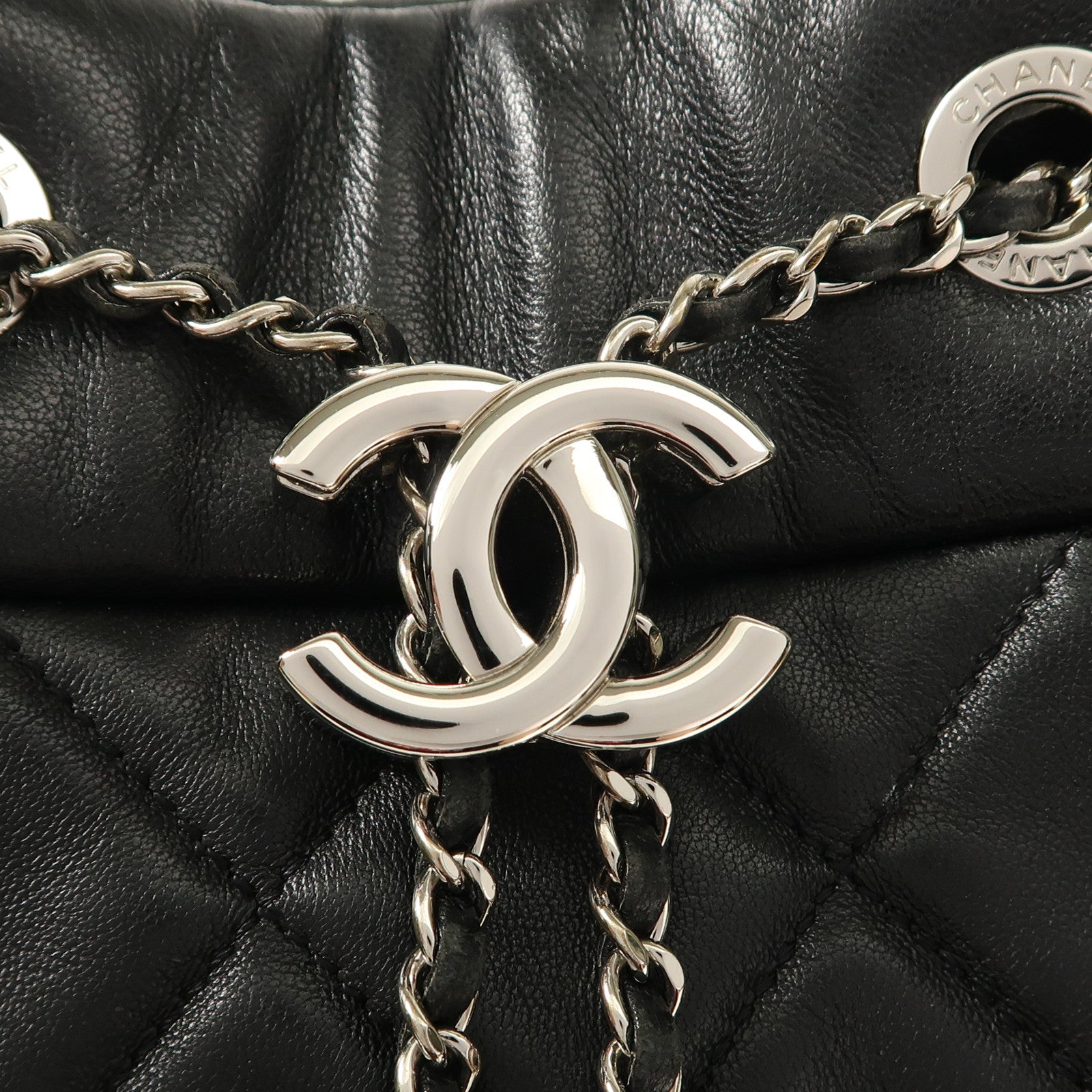 CHANEL 牛皮皮革Shoulder Bag銀扣鏈帶手挽肩背兩用袋