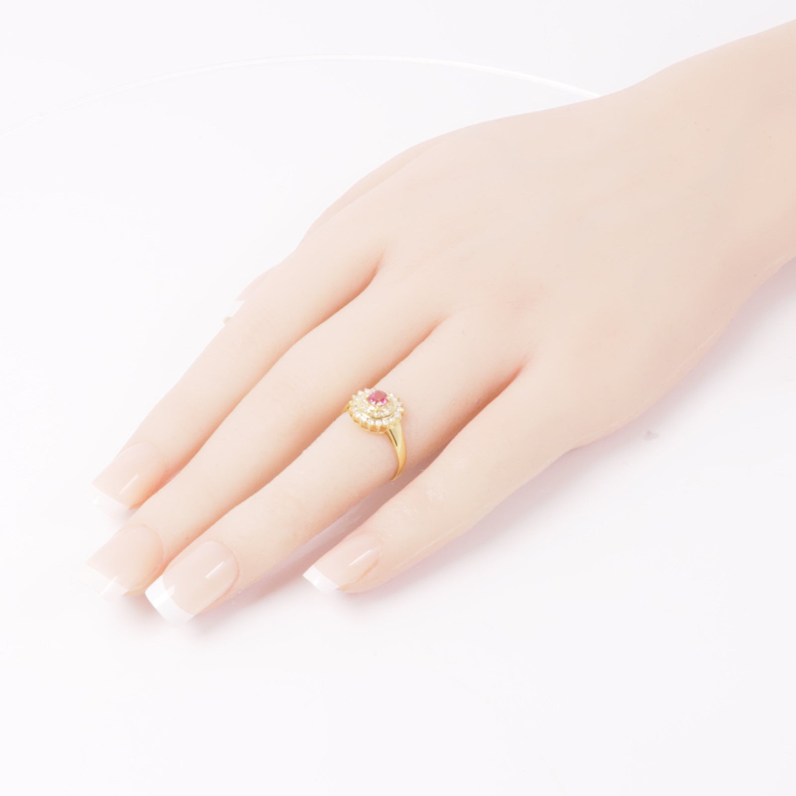 JEWELRY Pink Sapphire Diamond Ring 18K Yellow Gold US#4.75