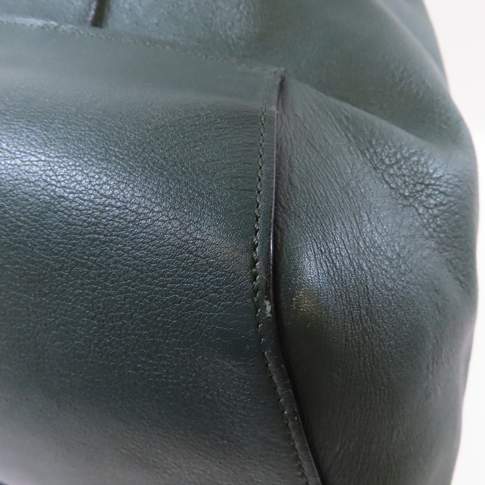 LOEWE 牛皮皮革Backpack銀扣背包綠色