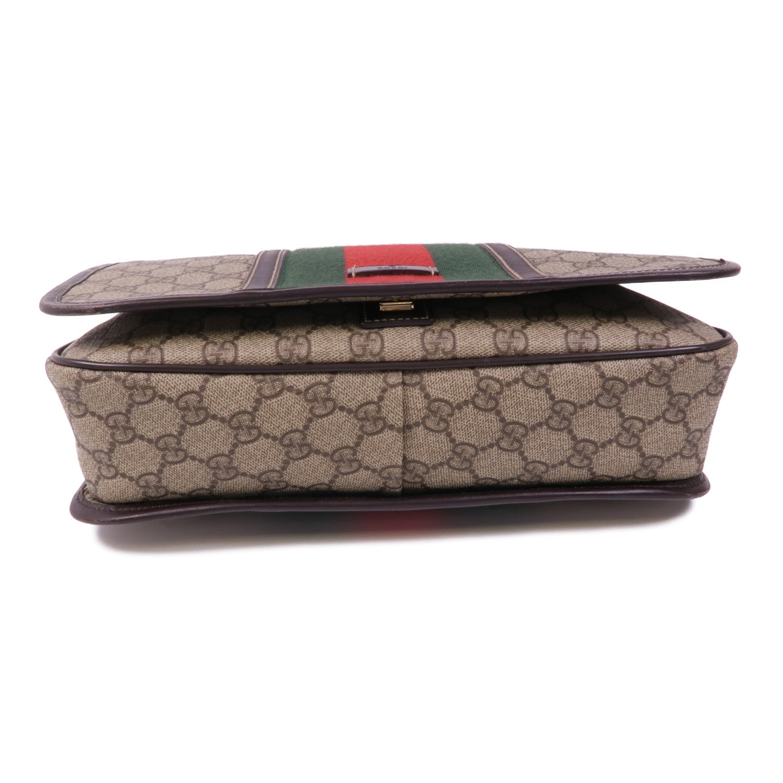 GUCCI 牛皮皮革/塗層帆布Shoulder Bag金扣肩背袋