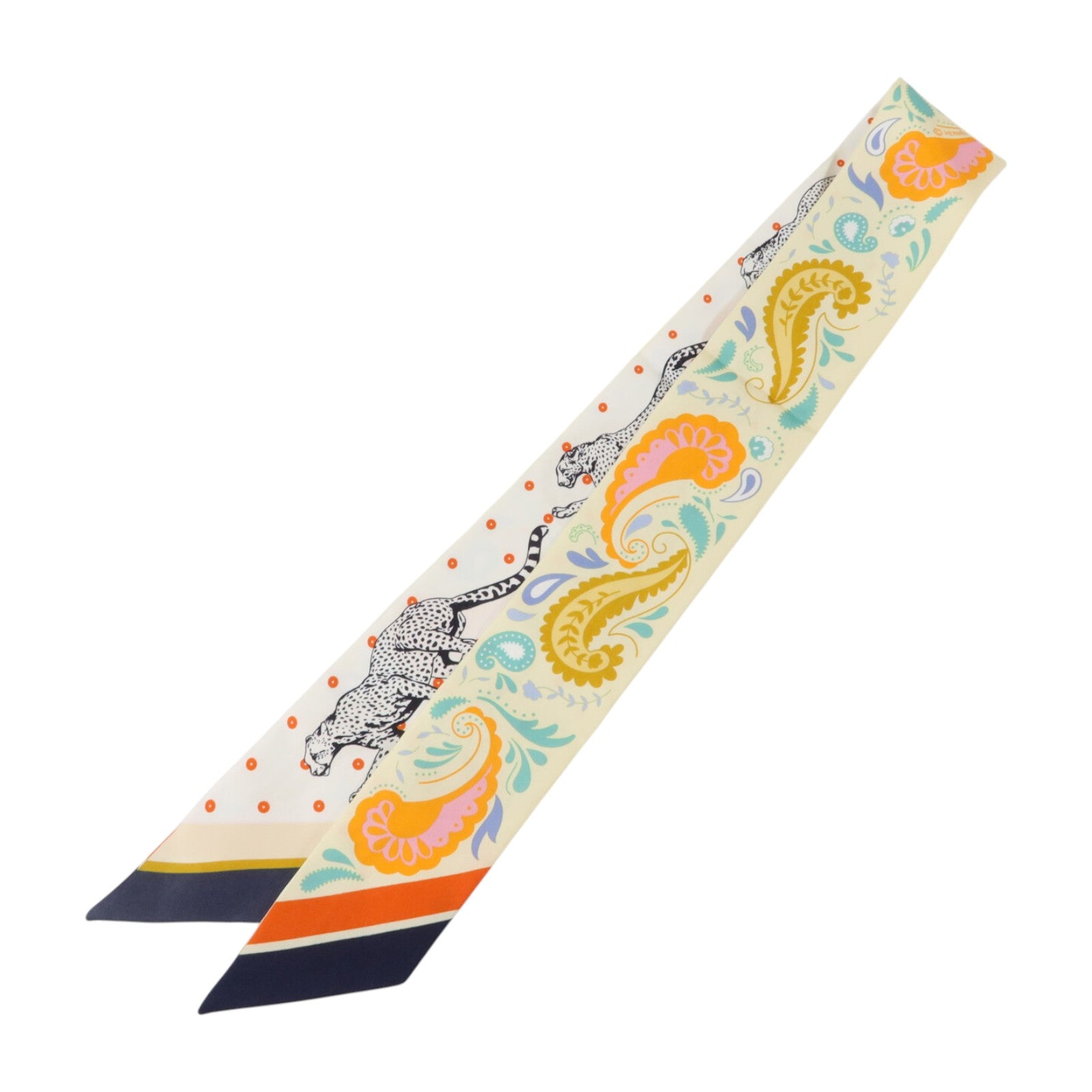 HERMES 絲質Guepards Bandana Twilly絲巾
