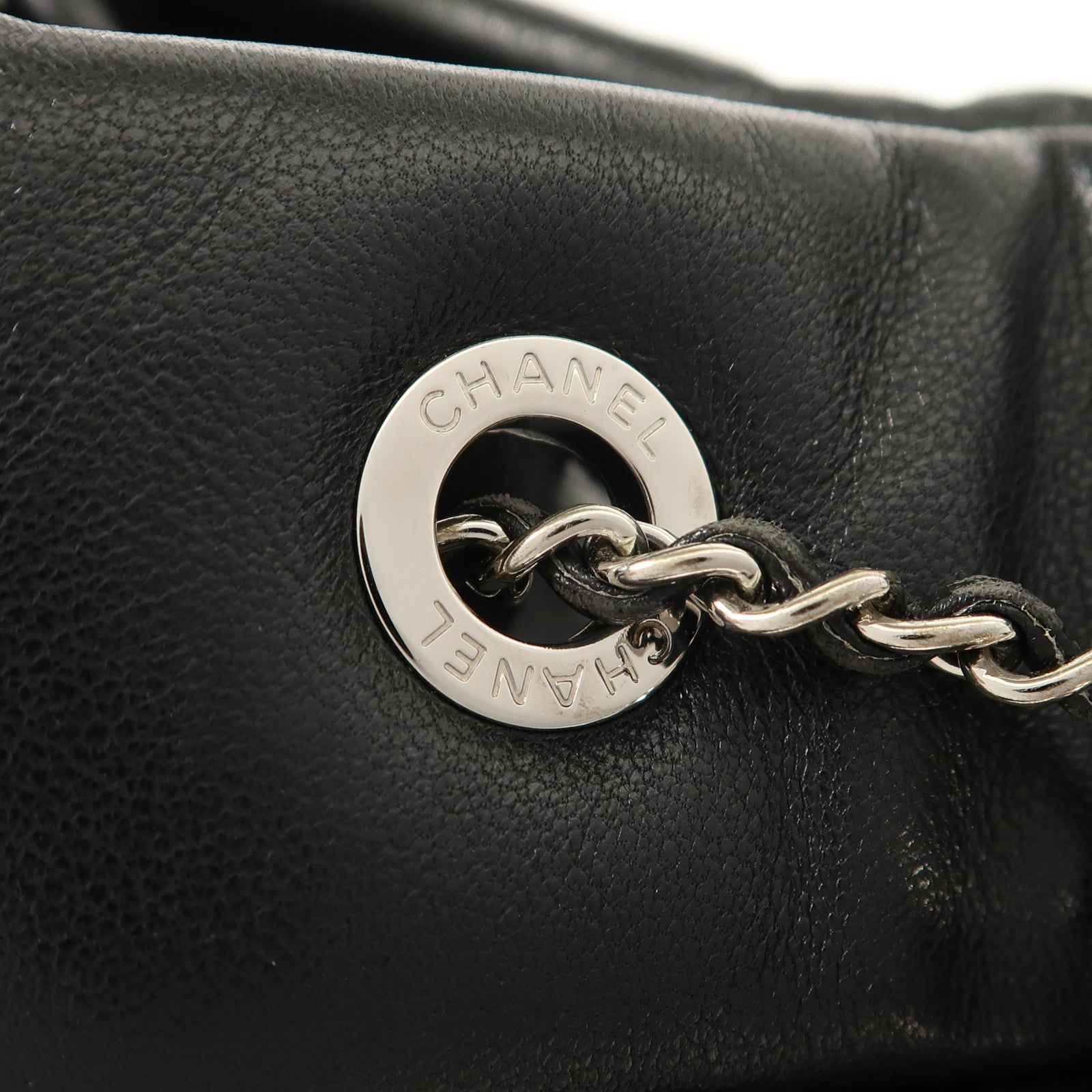 CHANEL 牛皮皮革Shoulder Bag銀扣鏈帶手挽肩背兩用袋