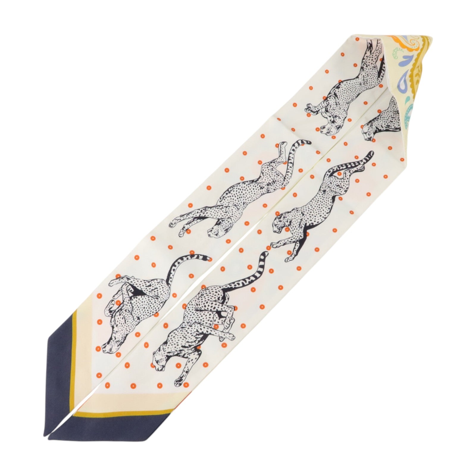 HERMES 絲質Guepards Bandana Twilly絲巾