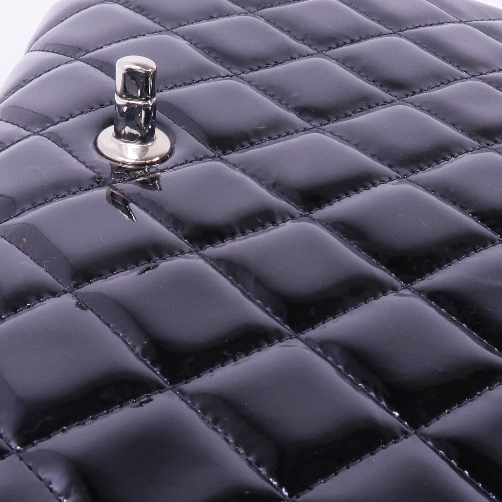 CHANEL 漆皮皮革Chain Shoulder Bag銀扣鏈帶肩背袋