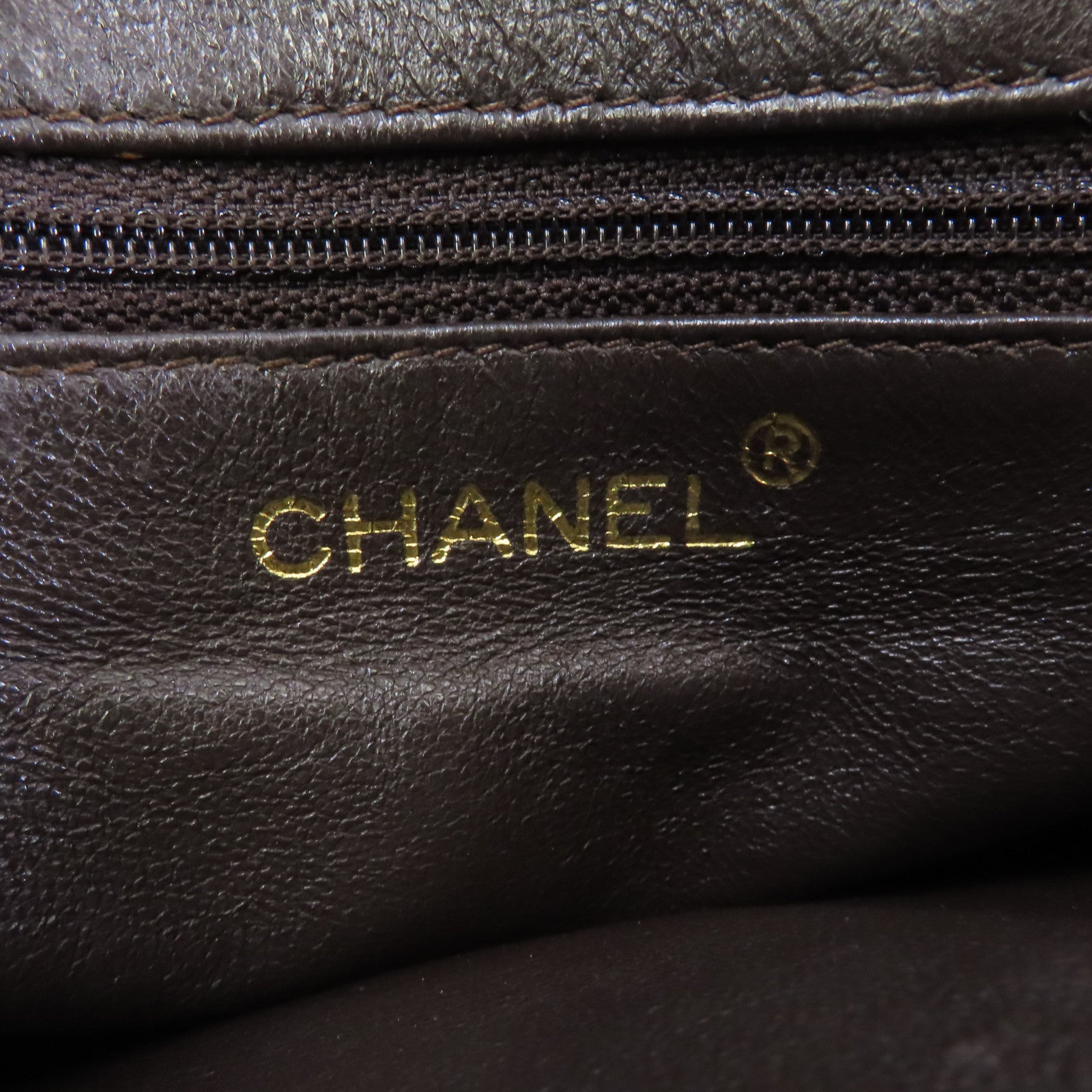 CHANEL 菱格羊皮皮革Vintage Handbag金扣手挽袋啡色