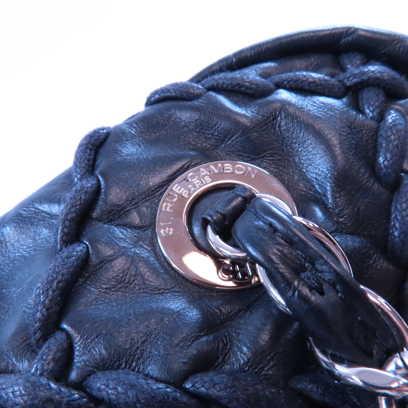CHANEL 牛皮皮革Shoulder Bag金扣鏈帶肩背袋黑色