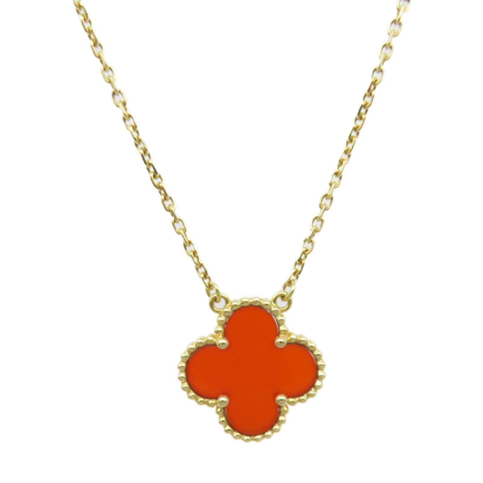 Van Cleef & Arpels 【激減優惠】18K黃金/紅玉髓Vintage Alhambra Necklace項鏈紅色/金色