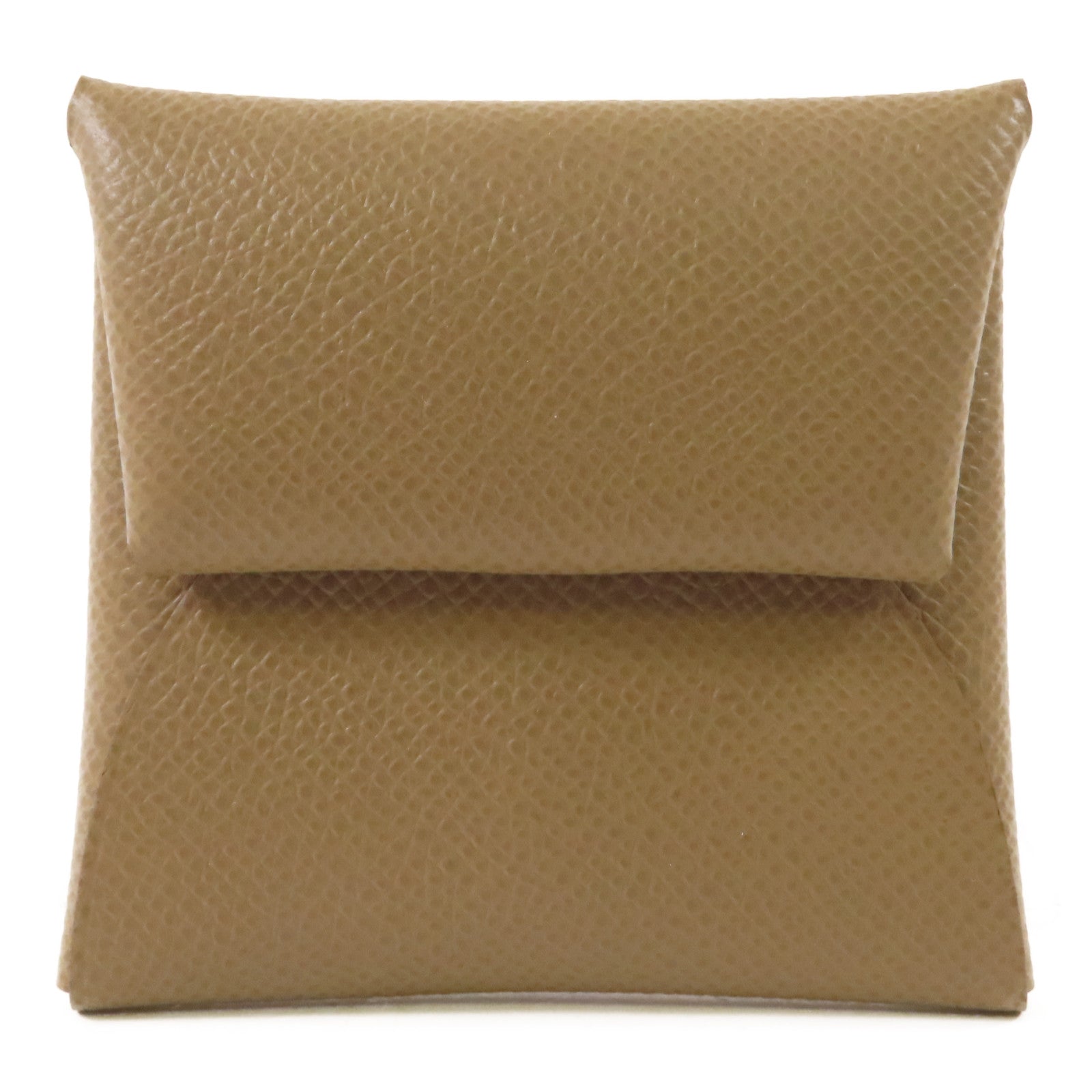 HERMES Epsom皮革Bastia銀扣零錢包18 Etoupe/大象灰