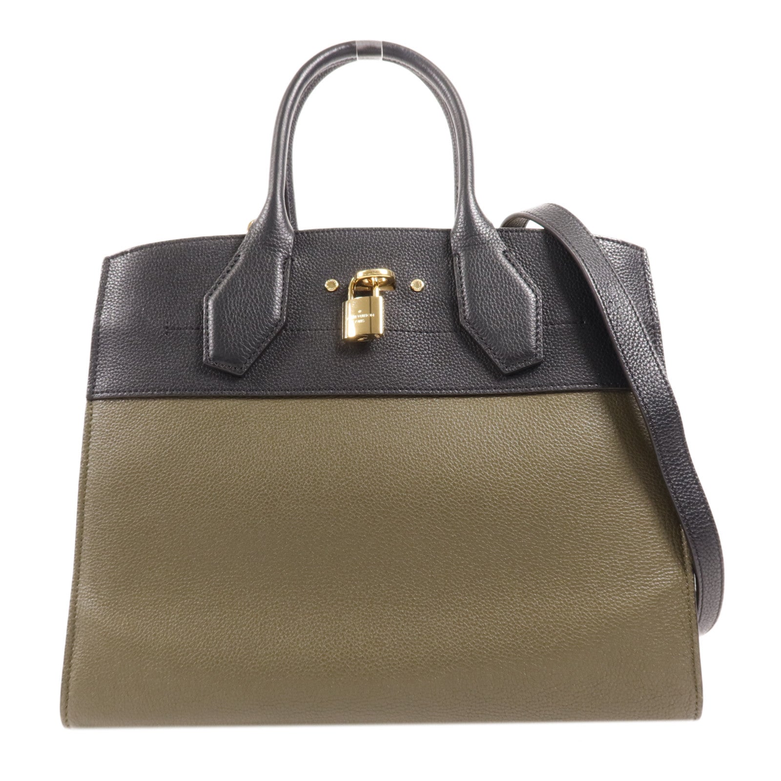 LOUIS VUITTON 牛皮皮革City Steamer MM金扣手挽肩背兩用袋