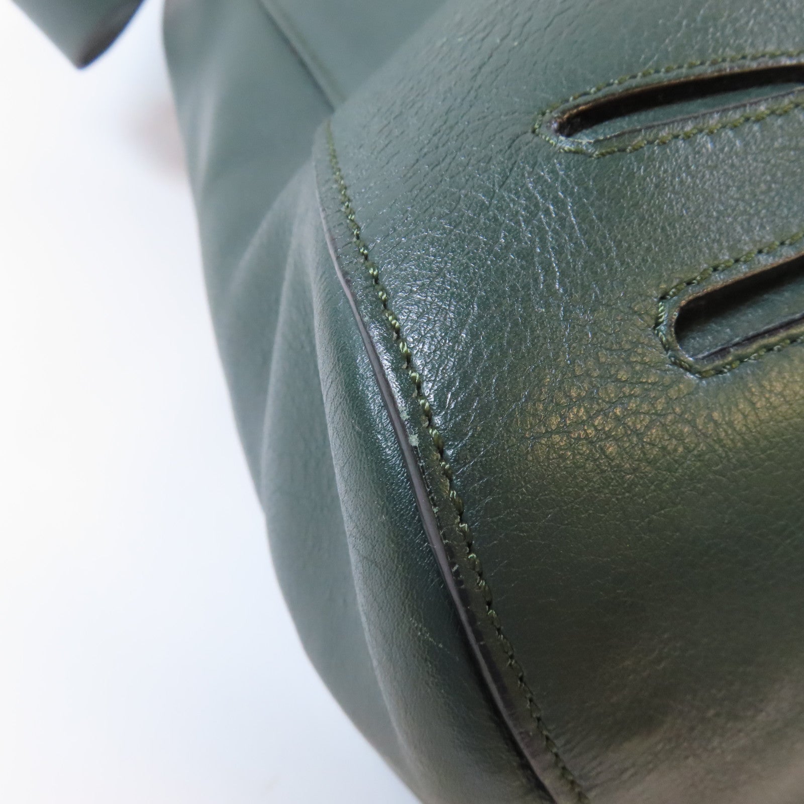 LOEWE 牛皮皮革Backpack銀扣背包綠色