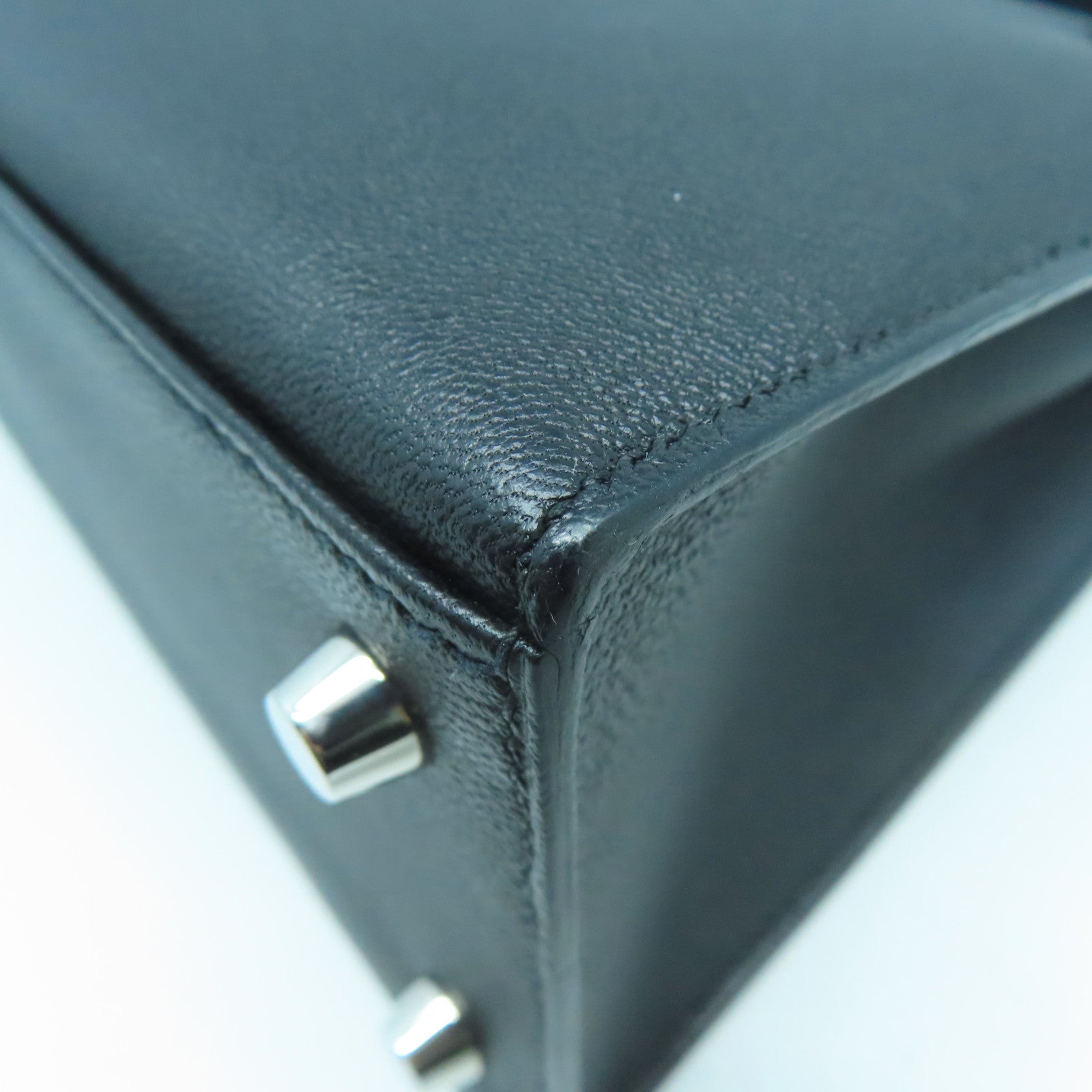 HERMES Chevre皮革Kelly 25銀扣手挽肩背兩用袋黑色