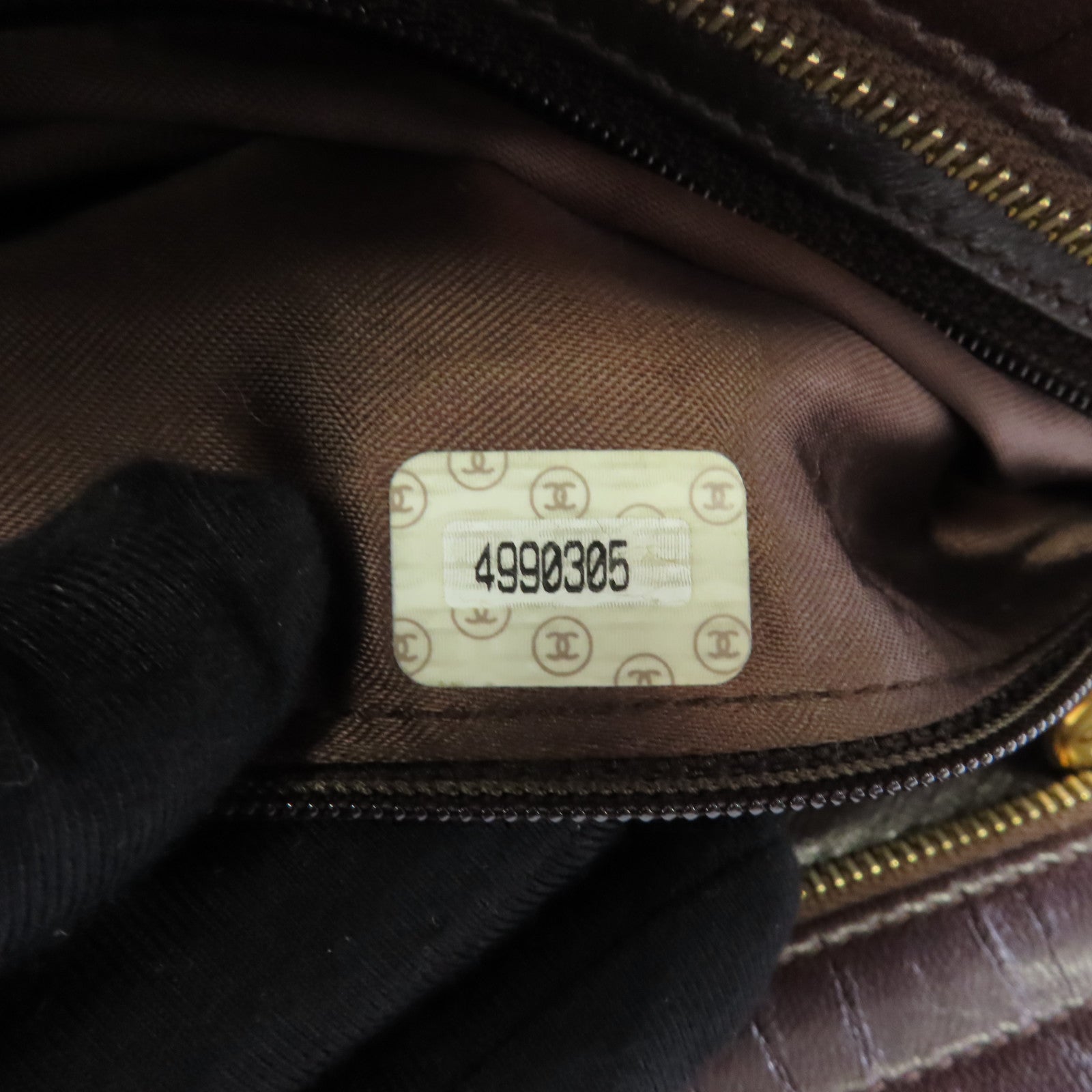 CHANEL 菱格羊皮皮革Vintage Handbag金扣手挽袋啡色