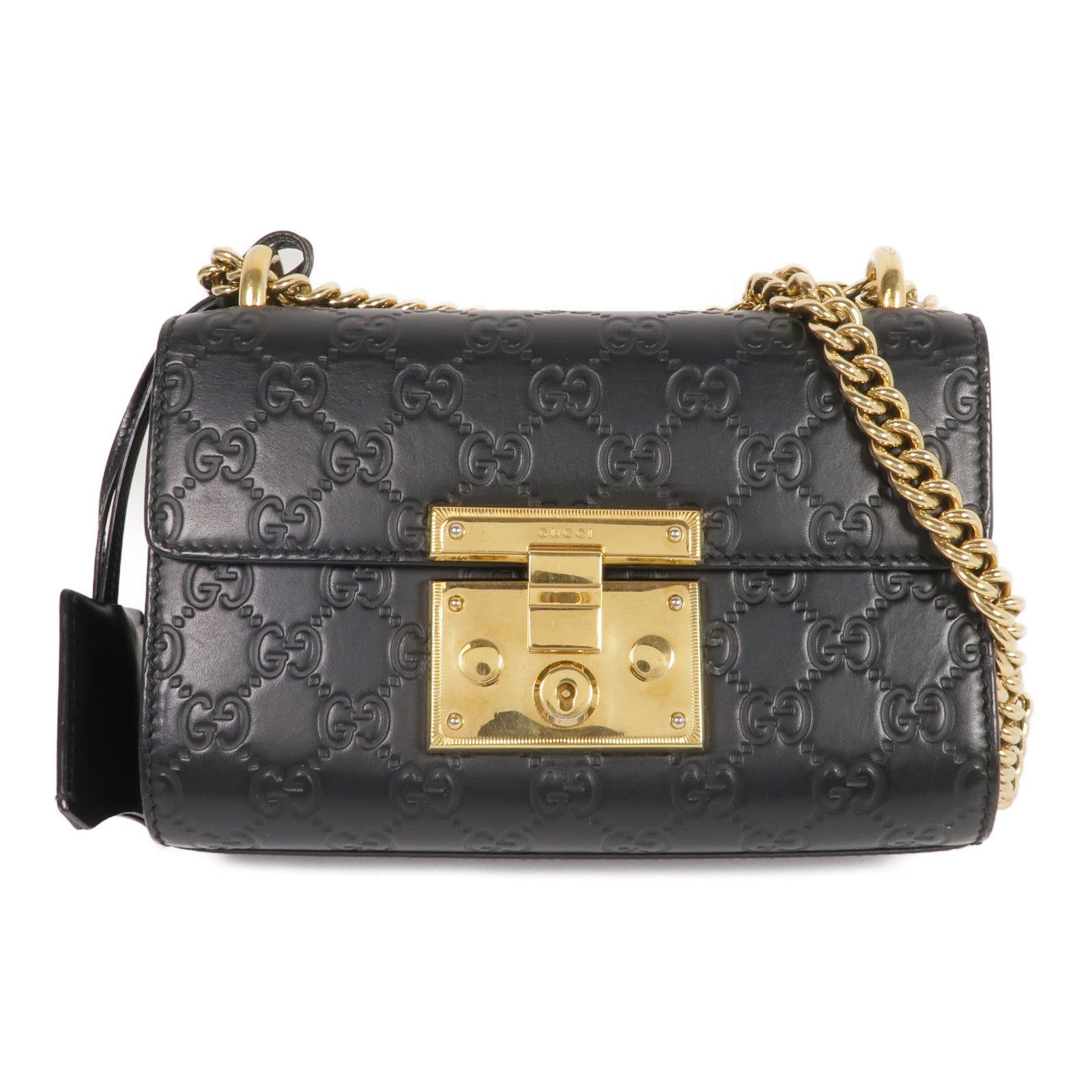 GUCCI 【激減優惠】牛皮皮革Padlock Small金扣鏈帶肩背袋