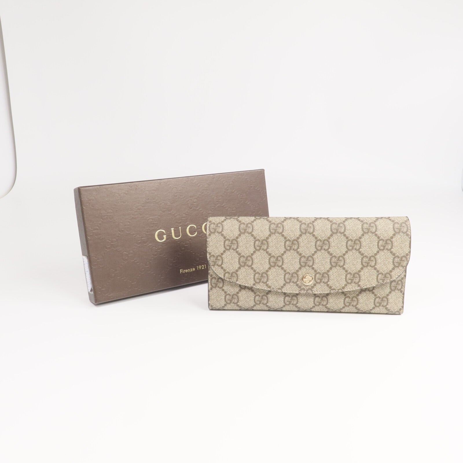 GUCCI 塗層帆布Long Wallet金扣長錢包