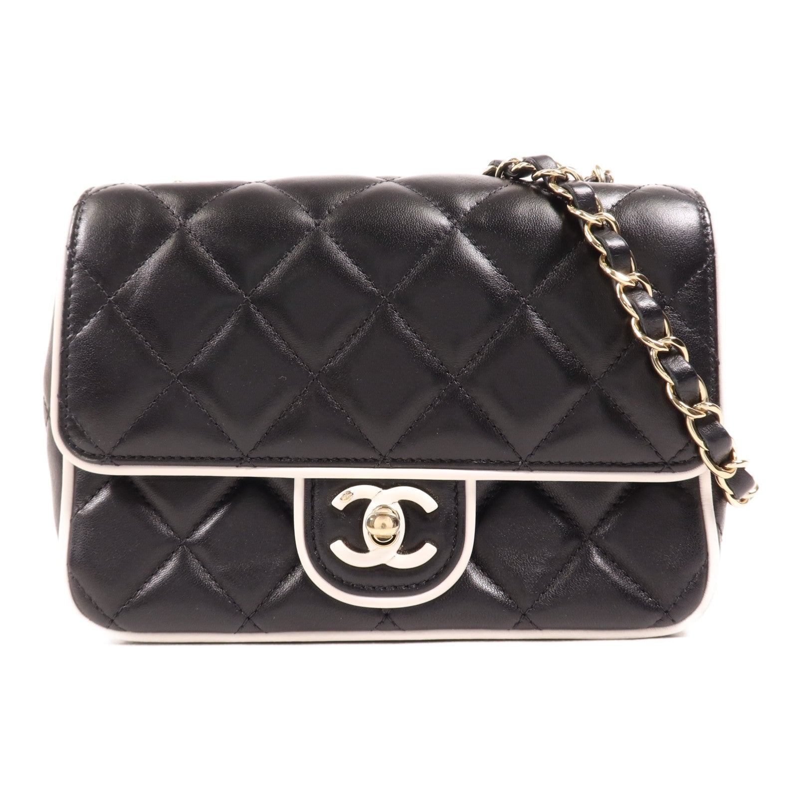 CHANEL 【激減優惠】羊皮皮革Chain Shoulder金扣鏈帶肩背袋