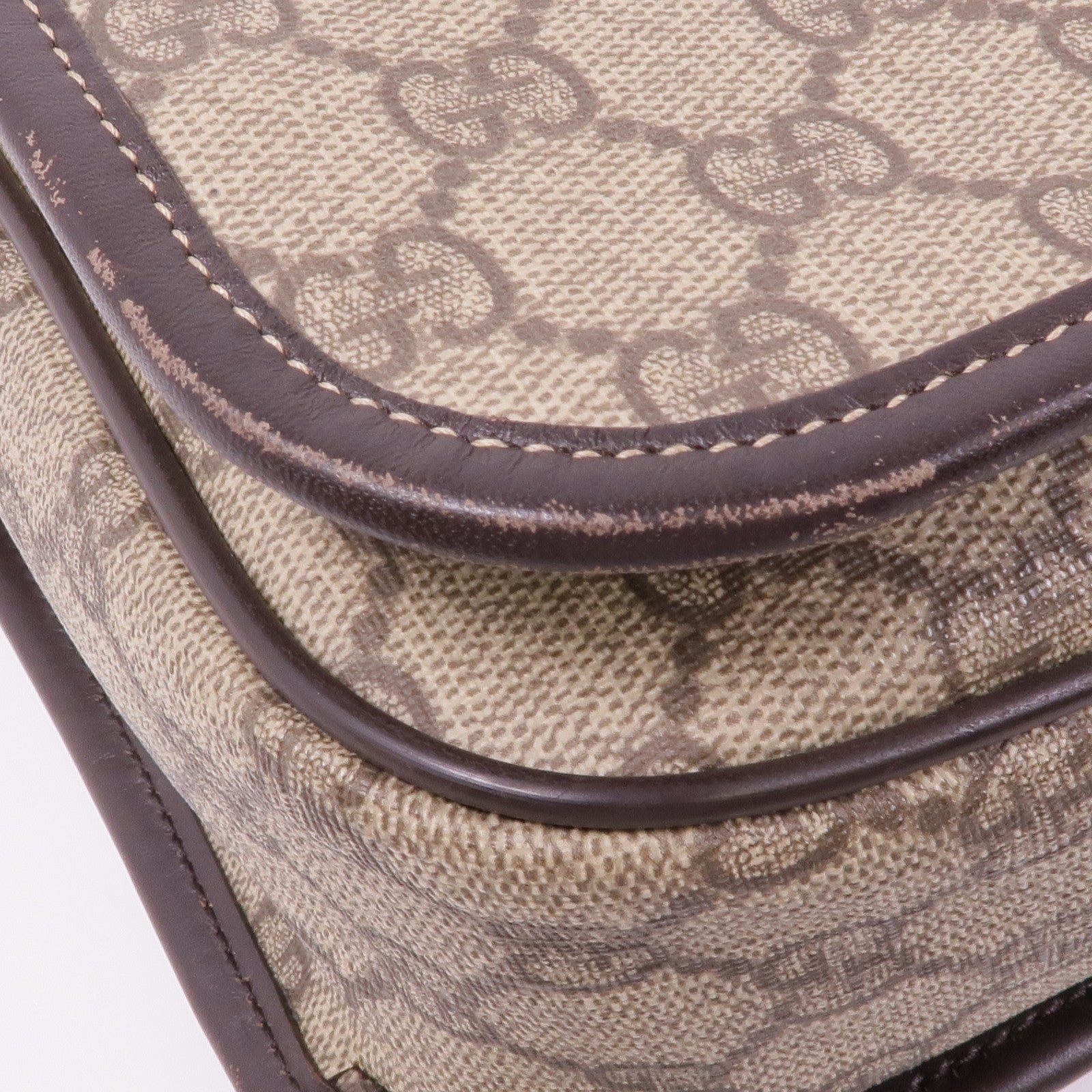 GUCCI 牛皮皮革/塗層帆布Shoulder Bag金扣肩背袋