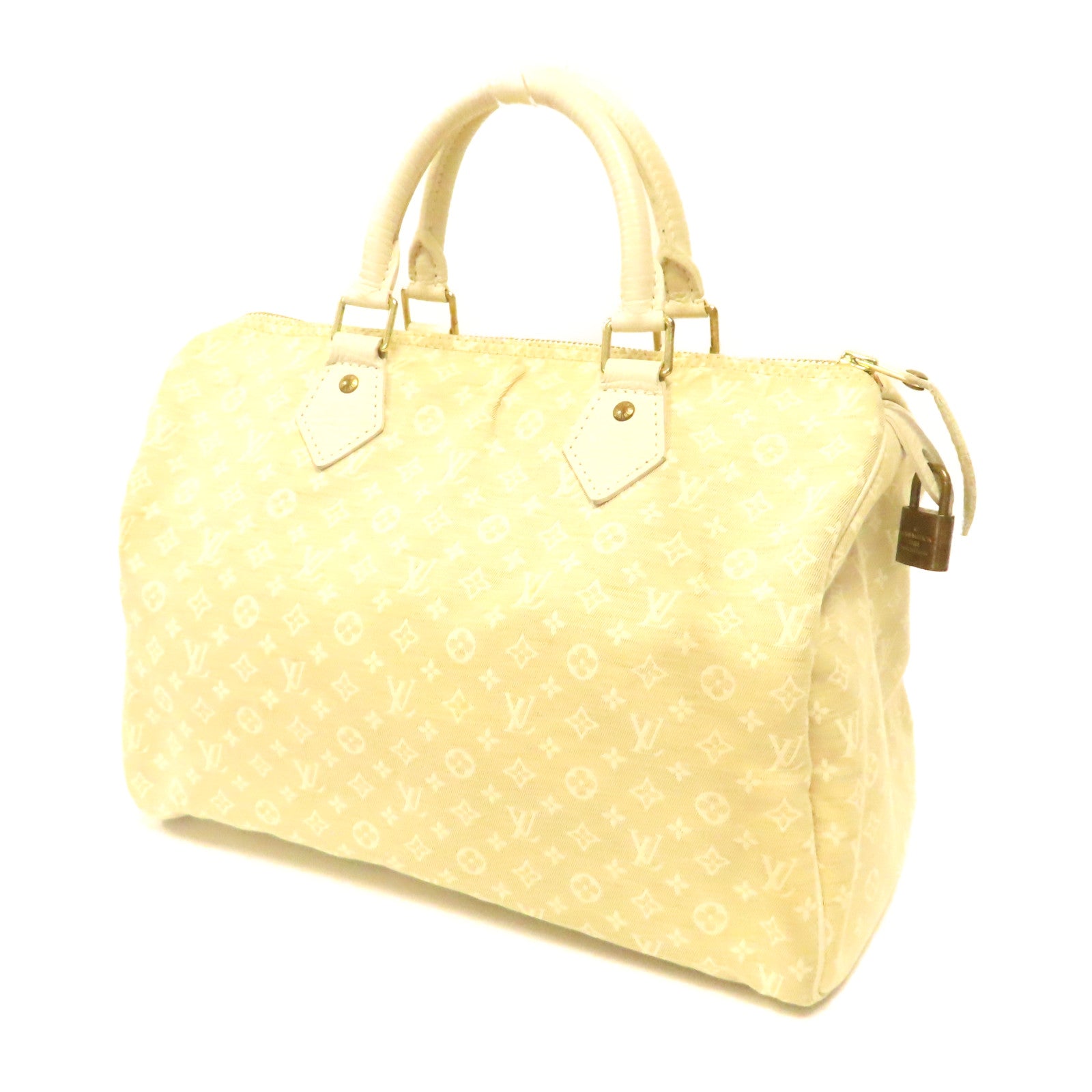 LOUIS VUITTON 【激減優惠】Monogram Mini Speedy 30金扣手挽袋白色
