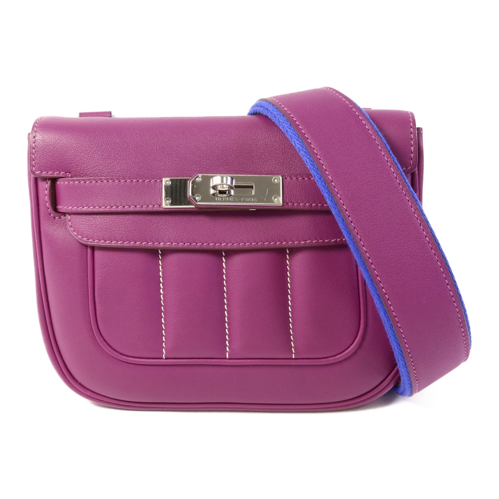 HERMES Swift皮革Berline 21 Mini銀扣肩背袋Anemone