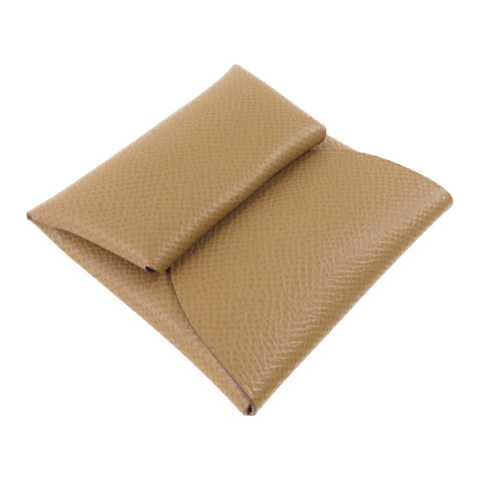 HERMES Epsom皮革Bastia銀扣零錢包18 Etoupe/大象灰