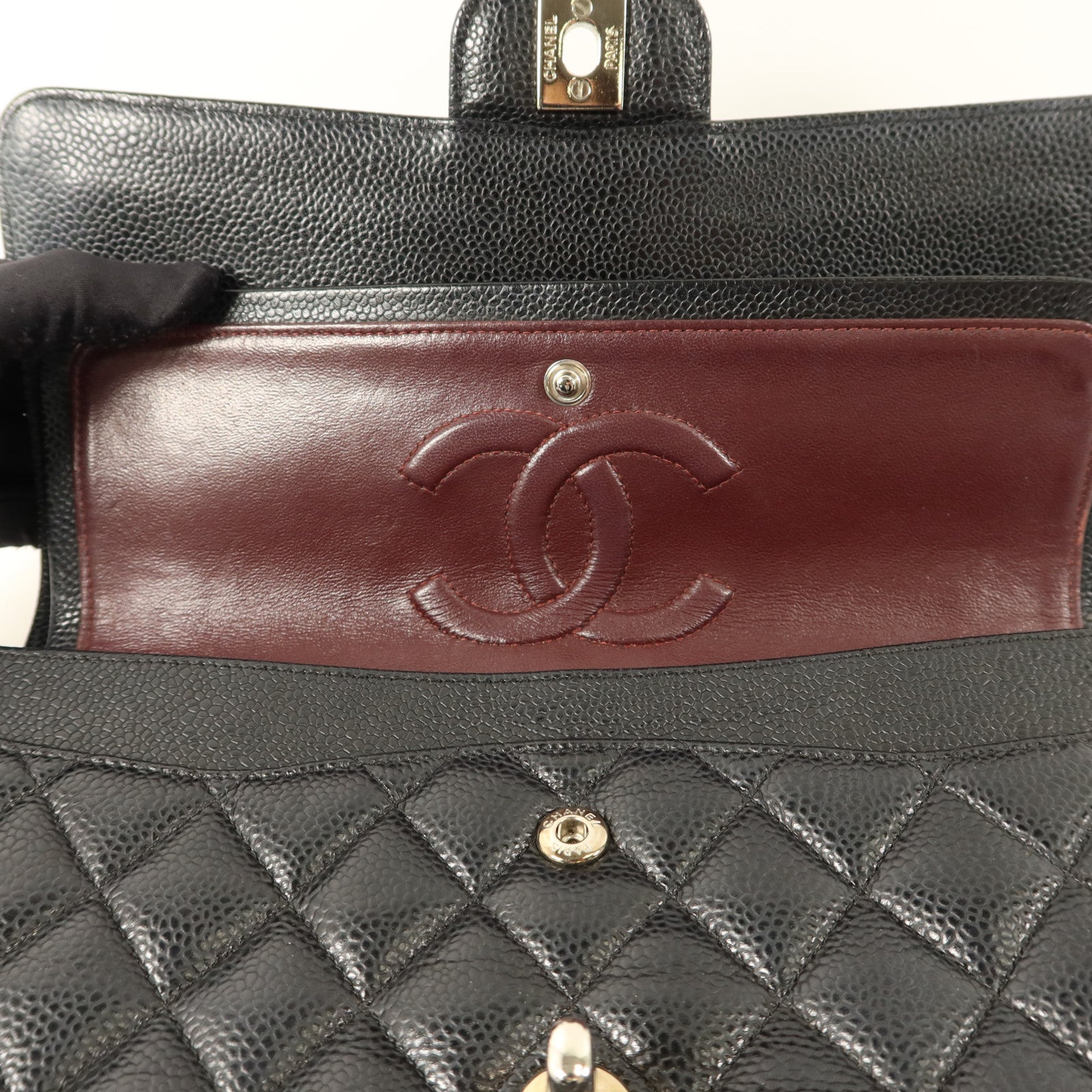 CHANEL 牛皮皮革Classic 25銀扣鏈帶肩背袋