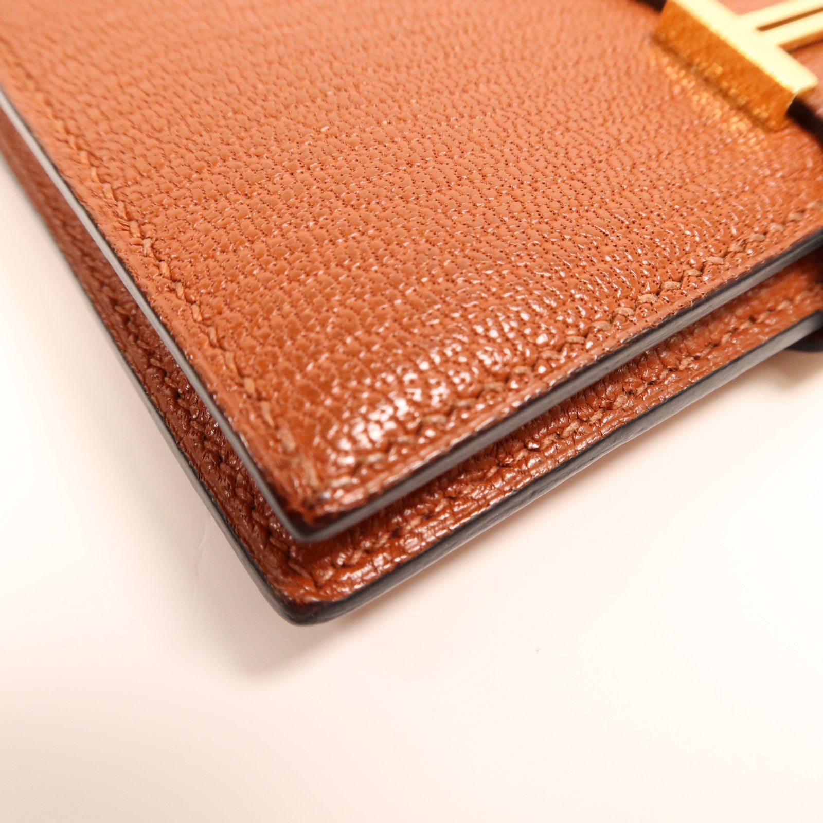 HERMES 【激減優惠】Chevre皮革Bearn Compact Wallet金扣錢包