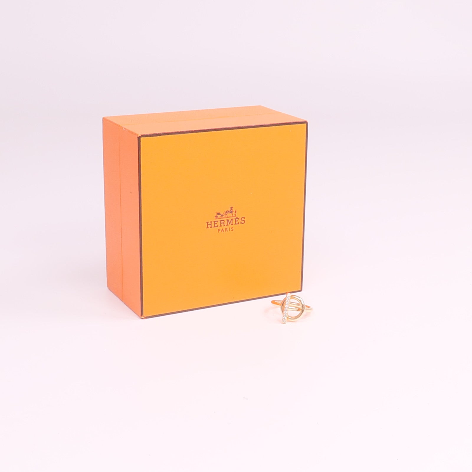 HERMES 18K玫瑰金Echappee Ring鑽石戒指Hermes#52/US#6.5