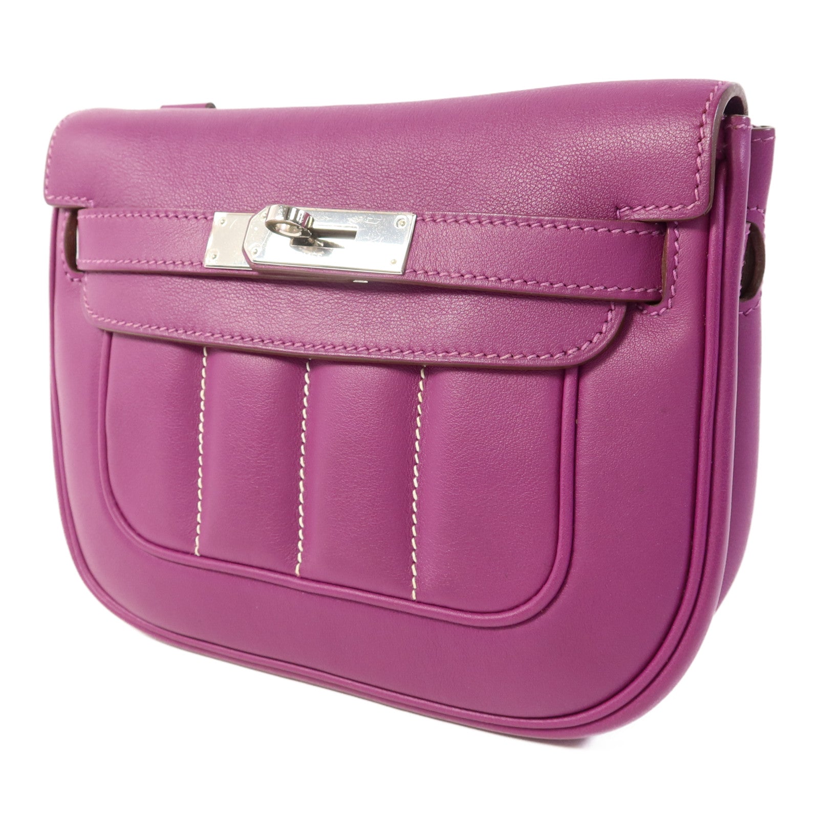 HERMES Swift皮革Berline 21 Mini銀扣肩背袋Anemone