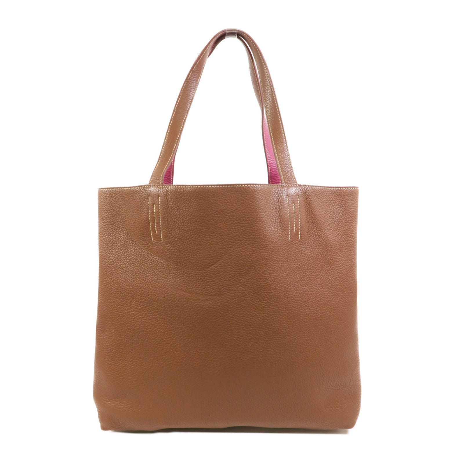 HERMES Clemence皮革Double Sens 45肩背袋Tosca/Marron